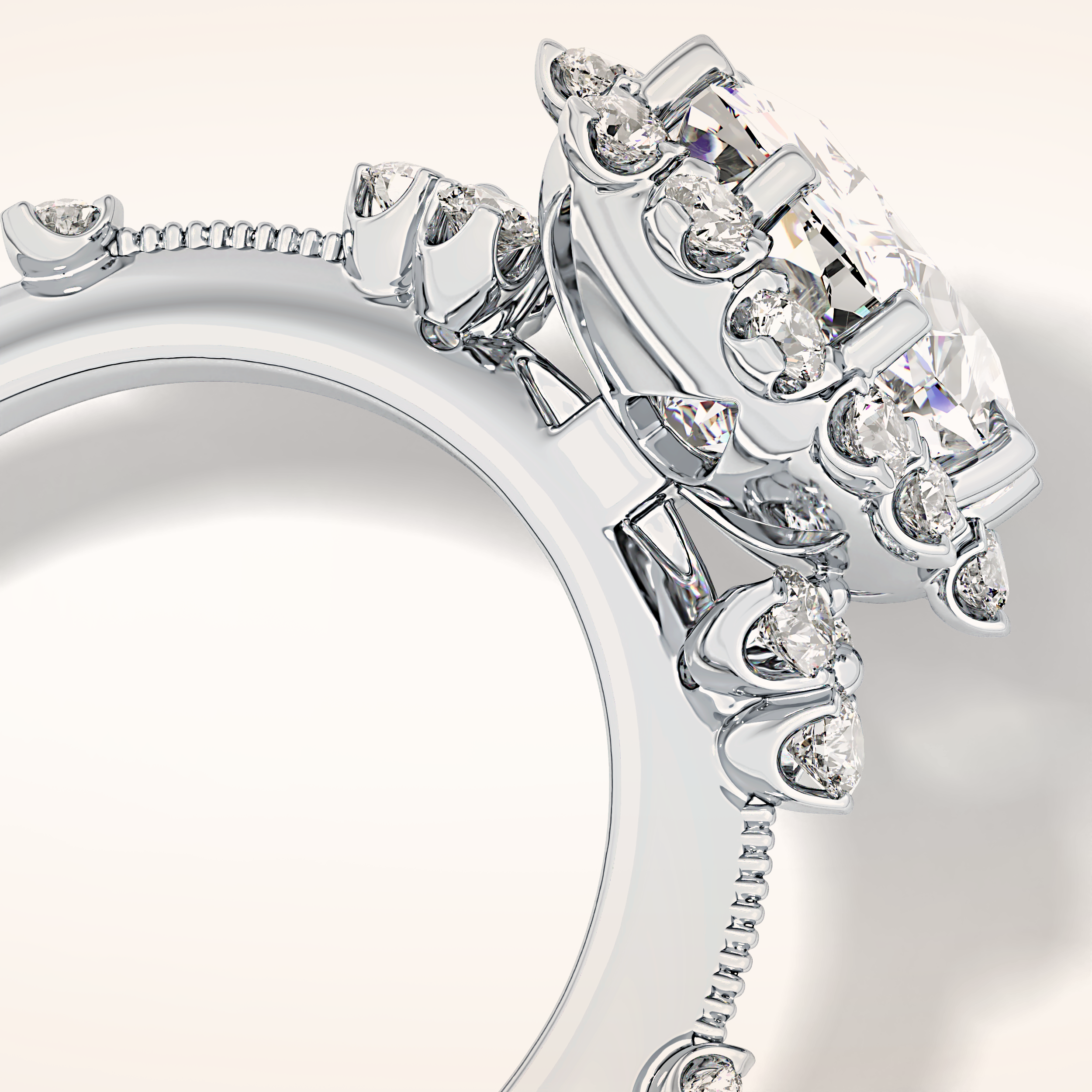 4.05 CT Cushion Shaped Halo Moissanite Engagement Ring