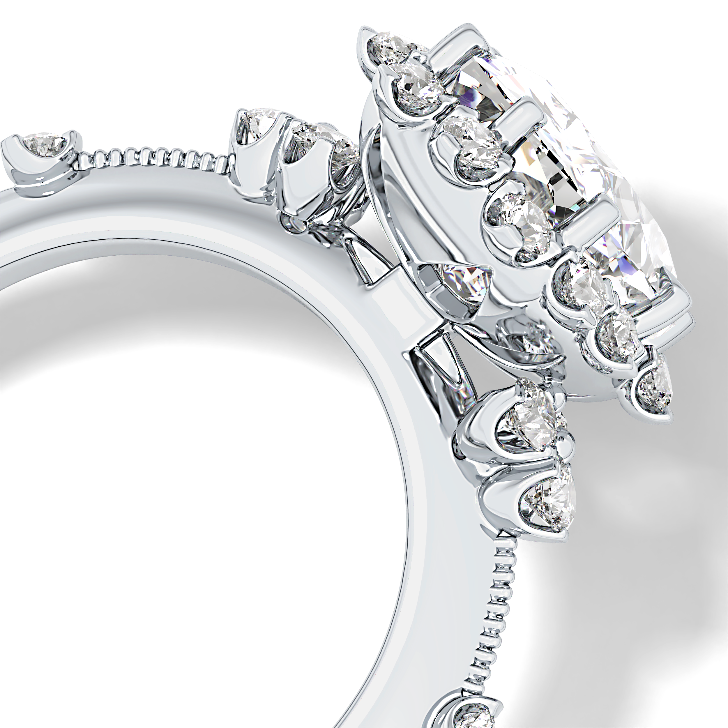Cushion Halo Lab Grown Diamond Engagement Ring