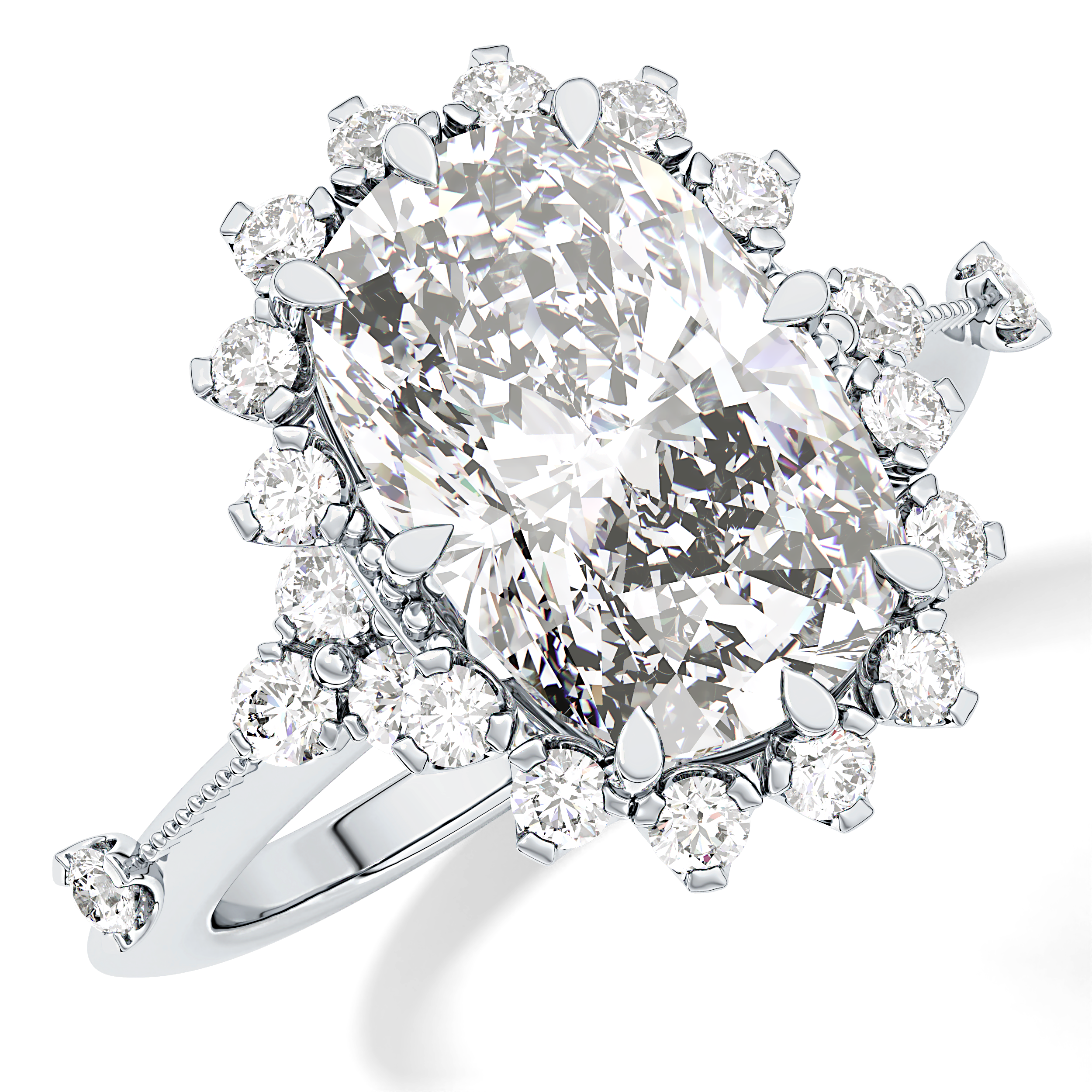 Cushion Halo Lab Grown Diamond Engagement Ring