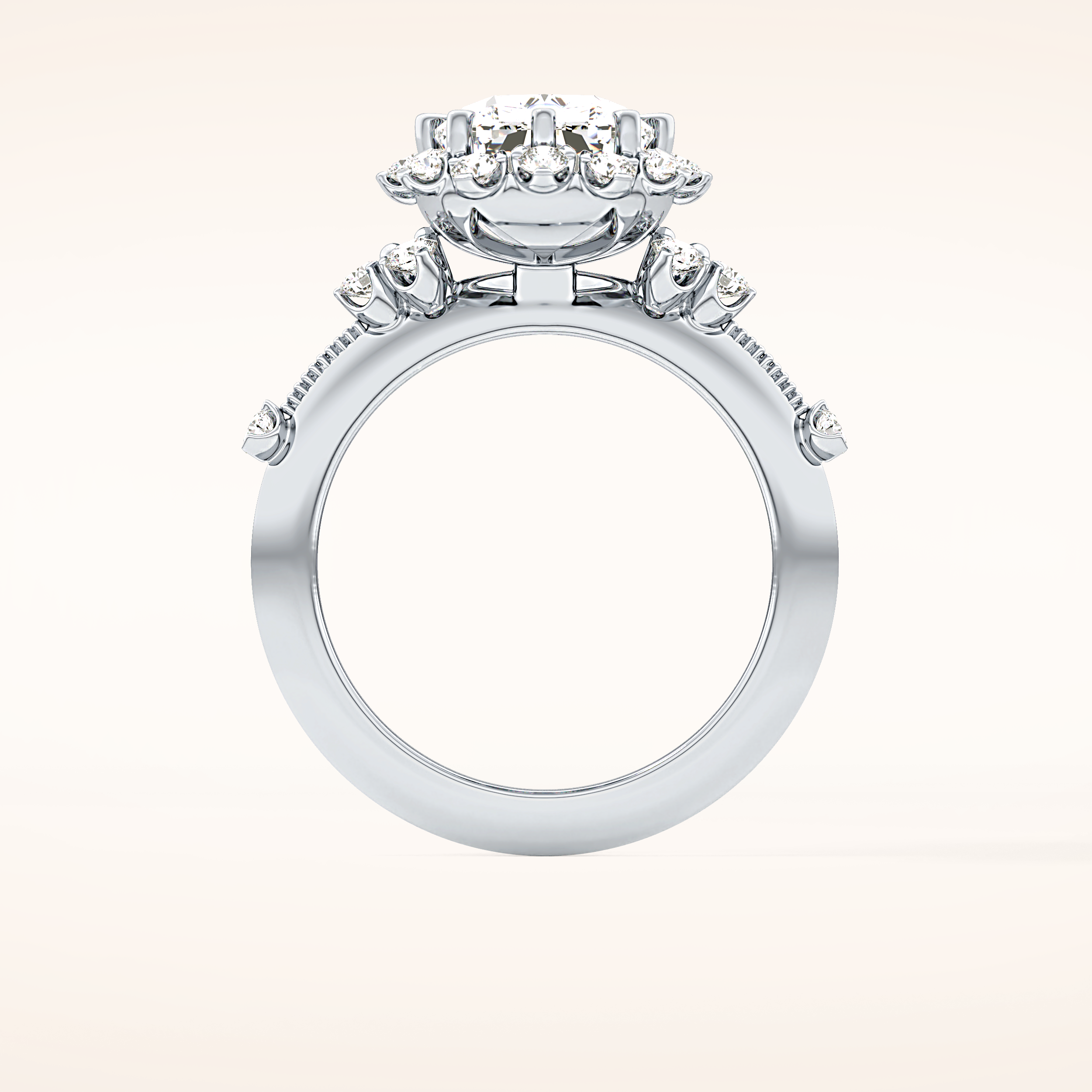 4.05 CT Cushion Shaped Halo Moissanite Engagement Ring
