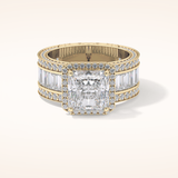 3.73 CT Radiant Shaped Halo & Pave Moissanite Engagement Ring