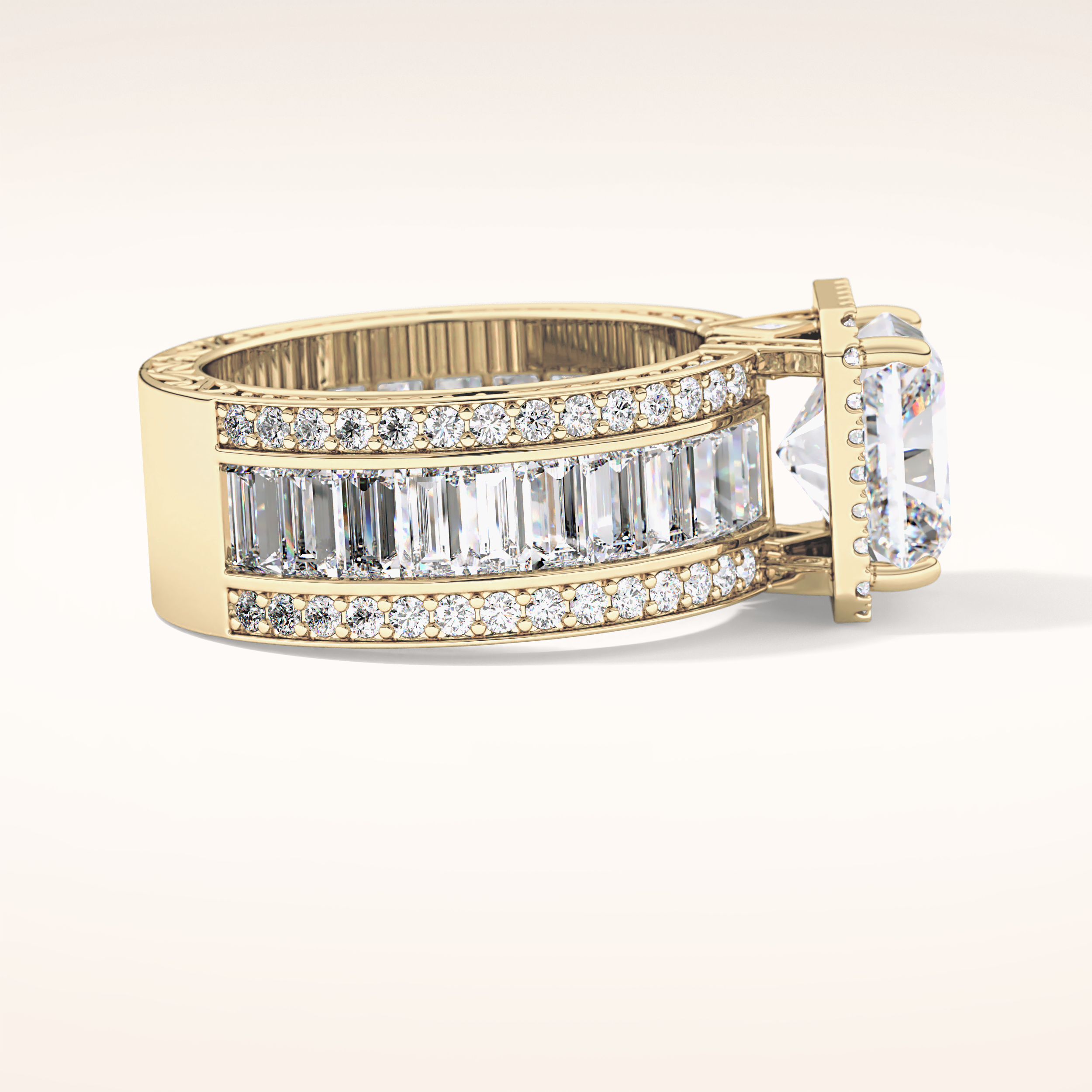 3.73 CT Radiant Shaped Halo & Pave Moissanite Engagement Ring