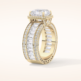 3.73 CT Radiant Shaped Halo & Pave Moissanite Engagement Ring