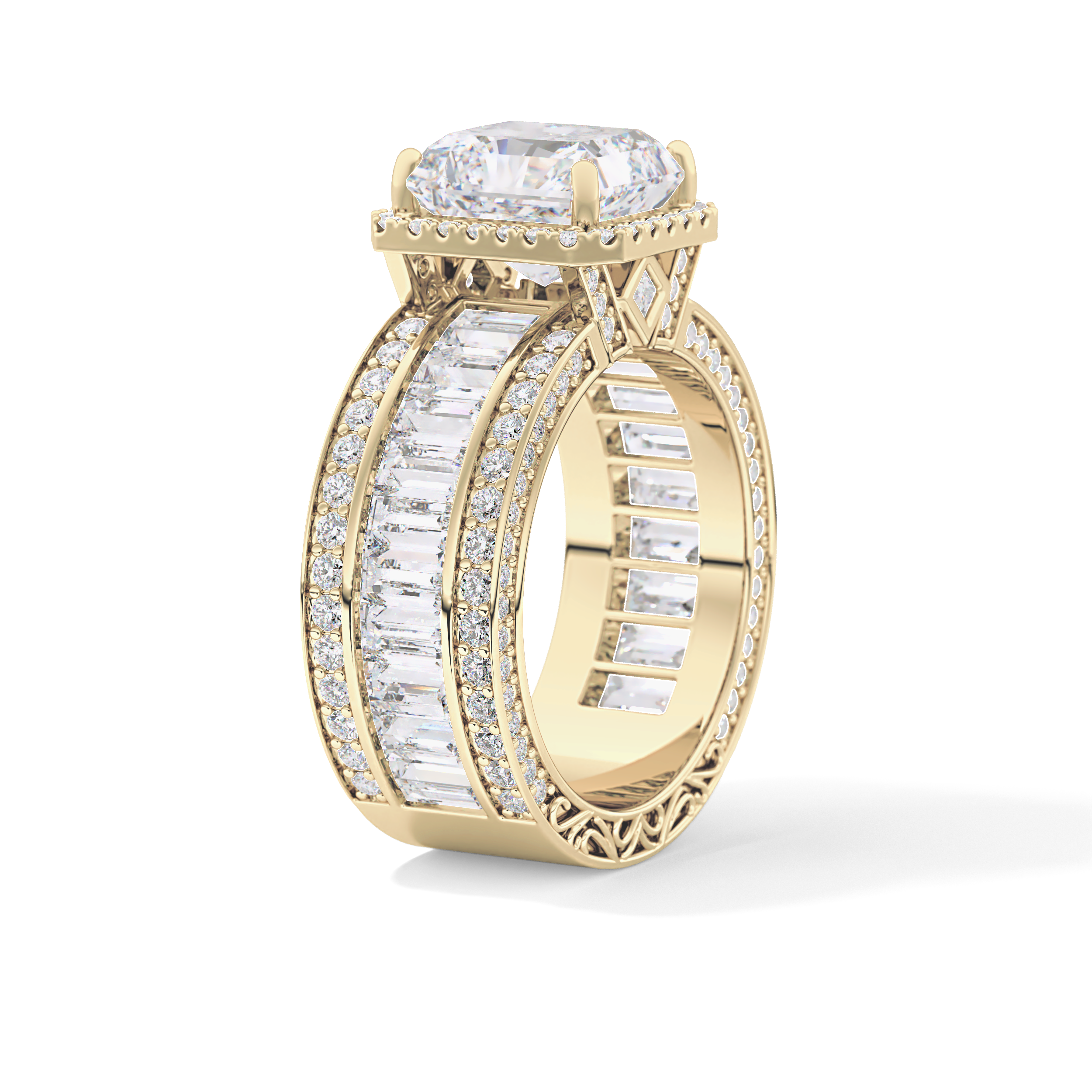 Radiant Halo & Pave Lab Grown Diamond Engagement Ring