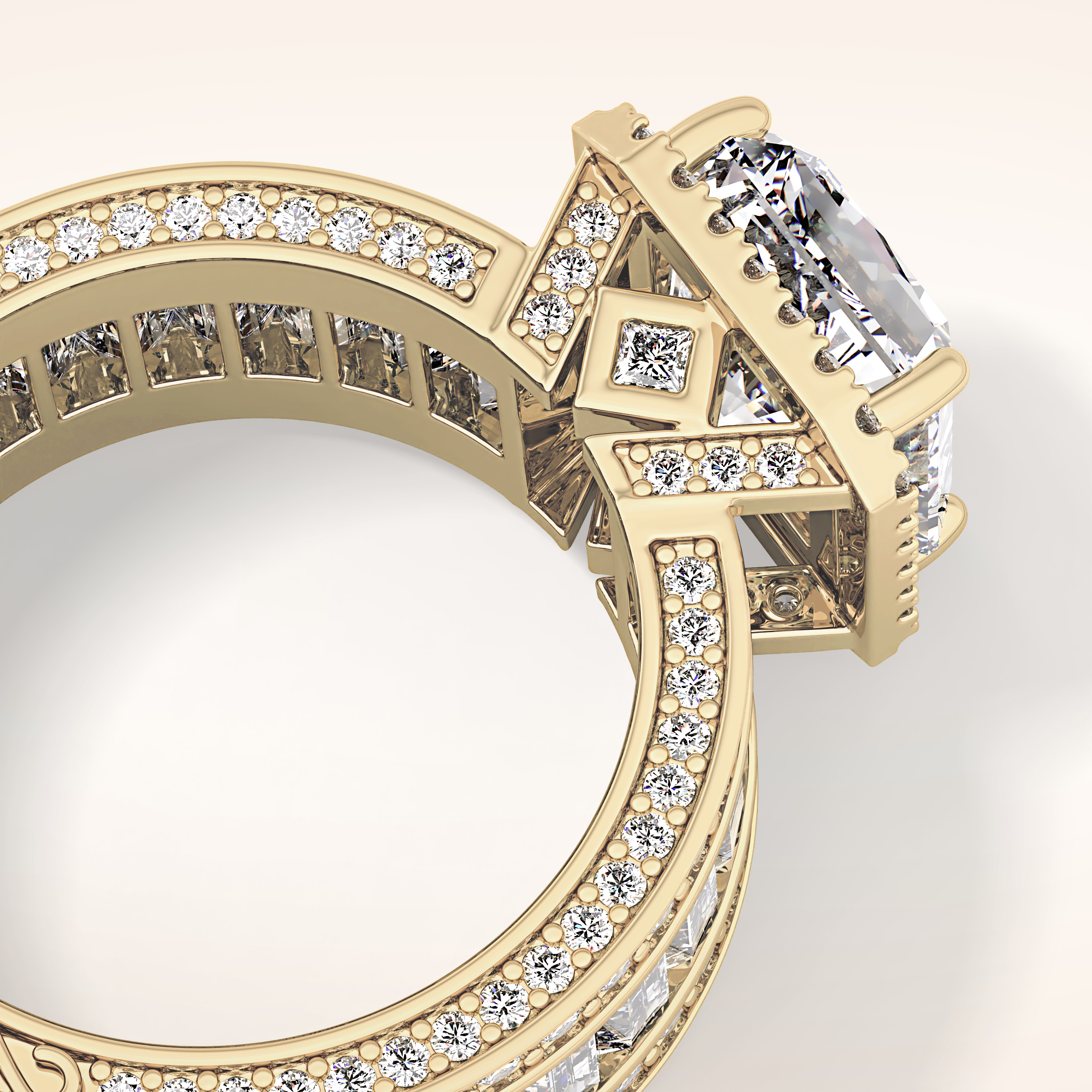 3.73 CT Radiant Shaped Halo & Pave Moissanite Engagement Ring