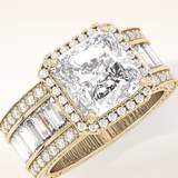 3.73 CT Radiant Shaped Halo & Pave Moissanite Engagement Ring