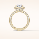 3.73 CT Radiant Shaped Halo & Pave Moissanite Engagement Ring