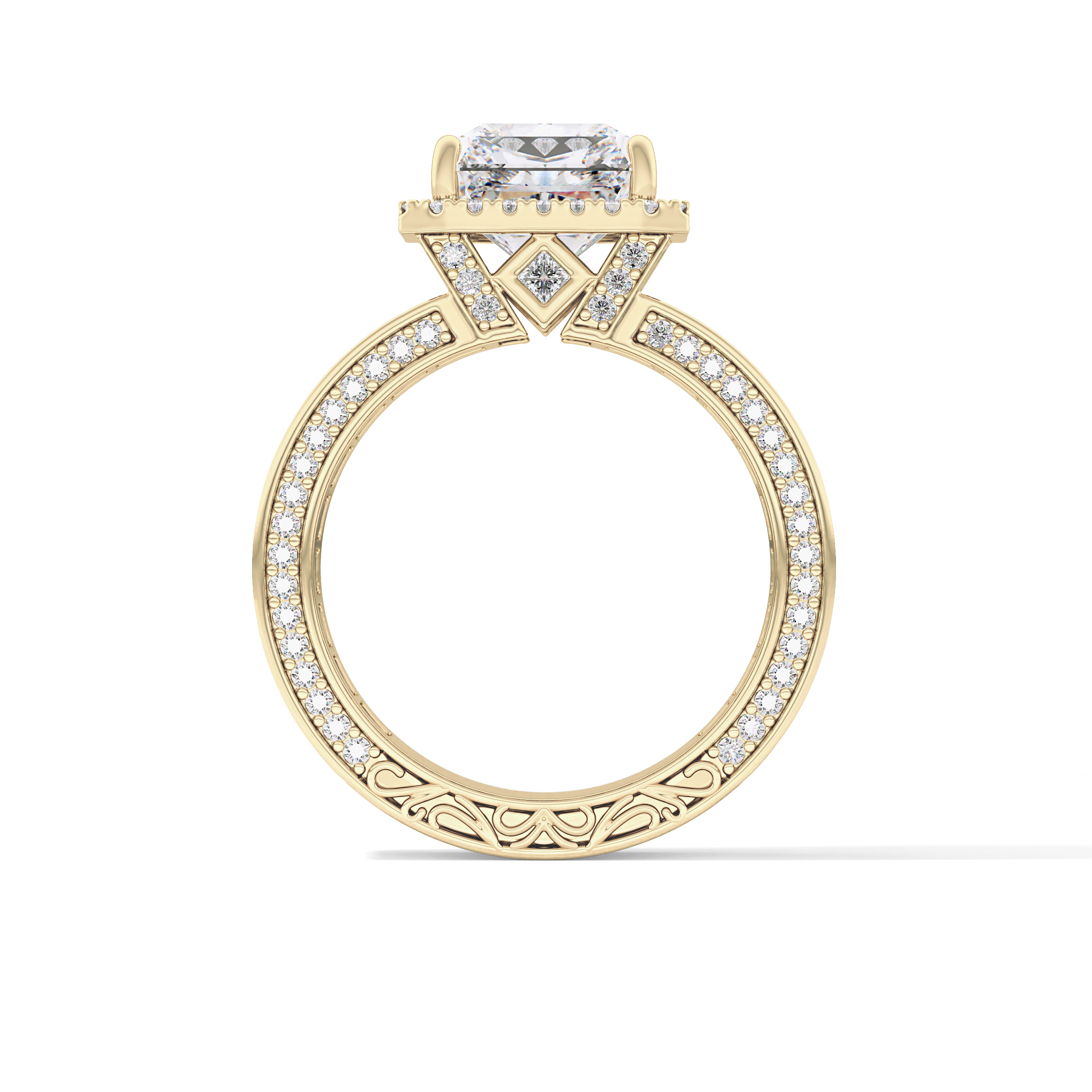 Radiant Halo & Pave Lab Grown Diamond Engagement Ring