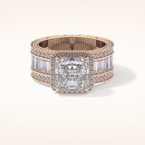 3.73 CT Radiant Shaped Halo & Pave Moissanite Engagement Ring