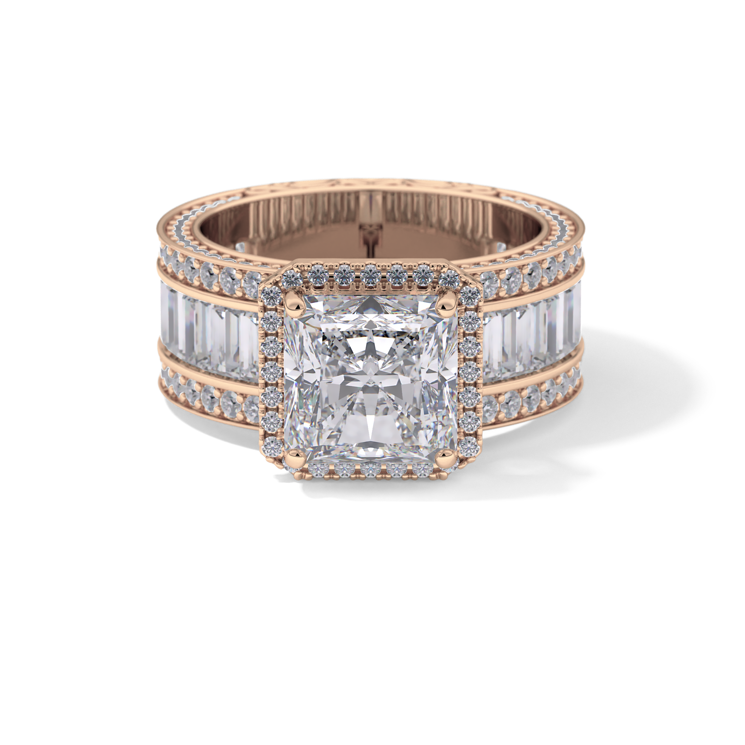 Radiant Halo & Pave Lab Grown Diamond Engagement Ring