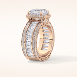 3.73 CT Radiant Shaped Halo & Pave Moissanite Engagement Ring