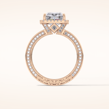 3.73 CT Radiant Shaped Halo & Pave Moissanite Engagement Ring