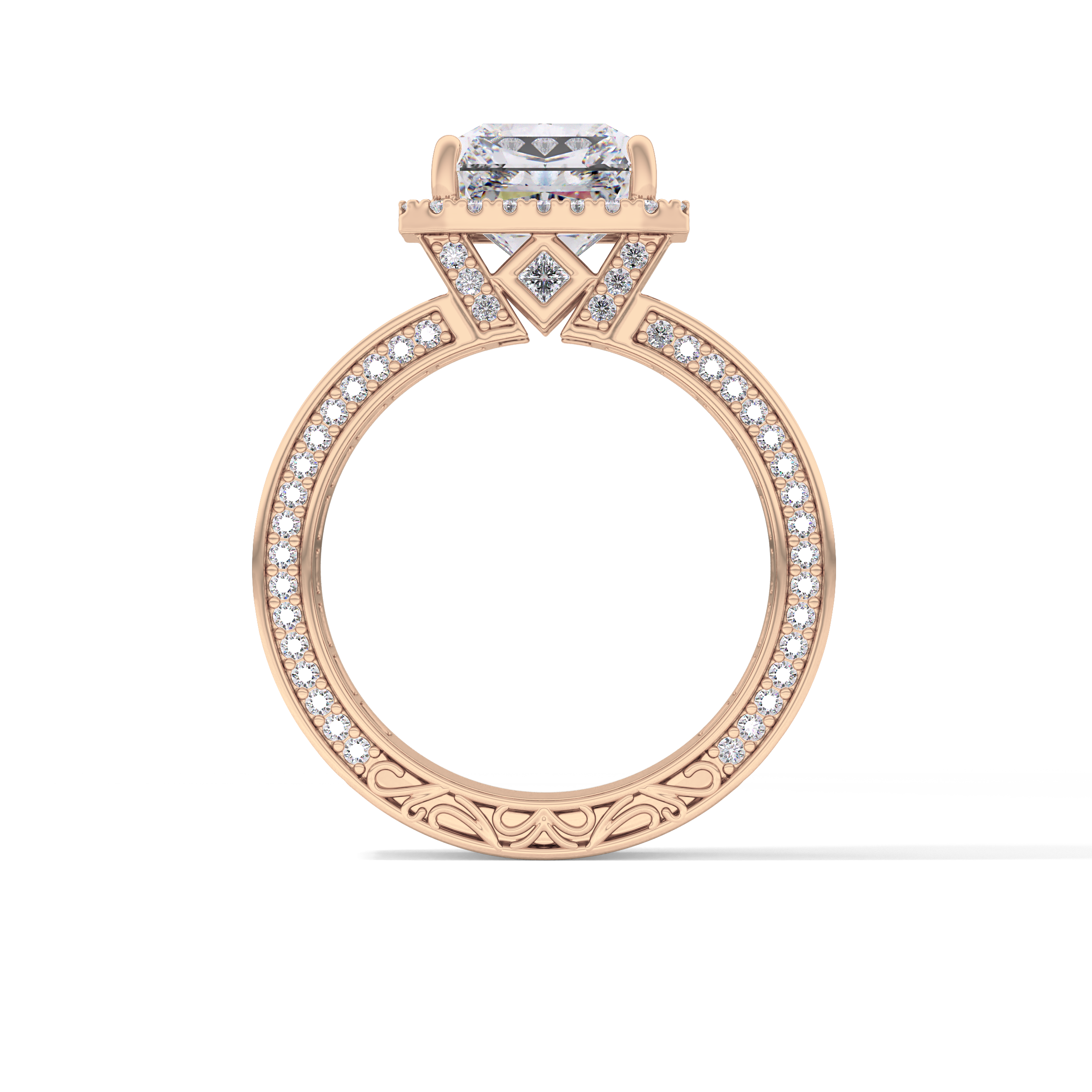 Radiant Halo & Pave Lab Grown Diamond Engagement Ring