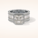 3.73 CT Radiant Shaped Halo & Pave Moissanite Engagement Ring