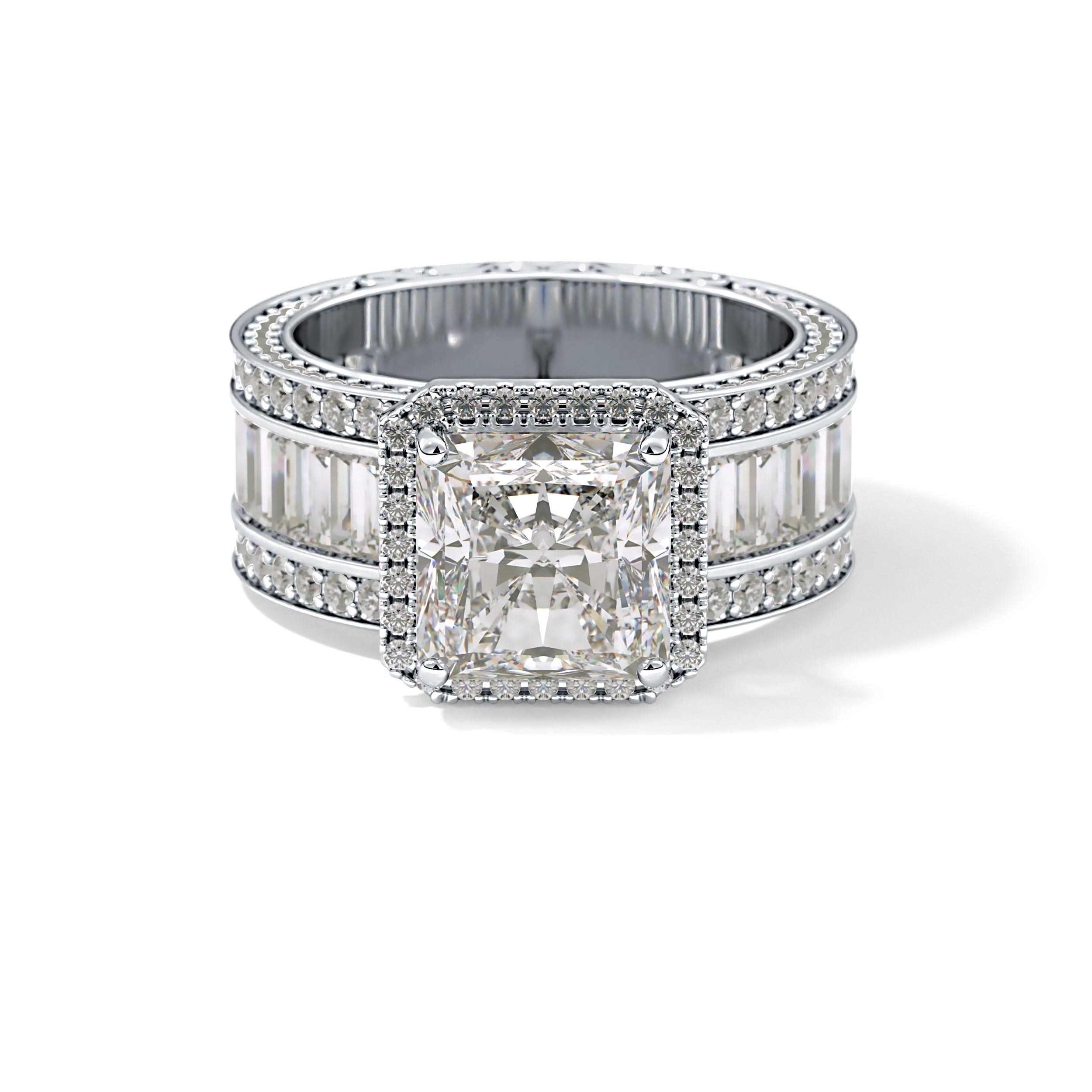 Radiant Halo & Pave Lab Grown Diamond Engagement Ring