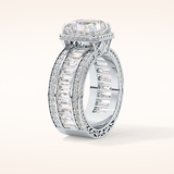 3.73 CT Radiant Shaped Halo & Pave Moissanite Engagement Ring