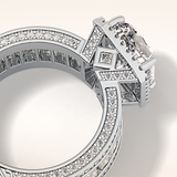 3.73 CT Radiant Shaped Halo & Pave Moissanite Engagement Ring