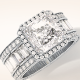3.73 CT Radiant Shaped Halo & Pave Moissanite Engagement Ring