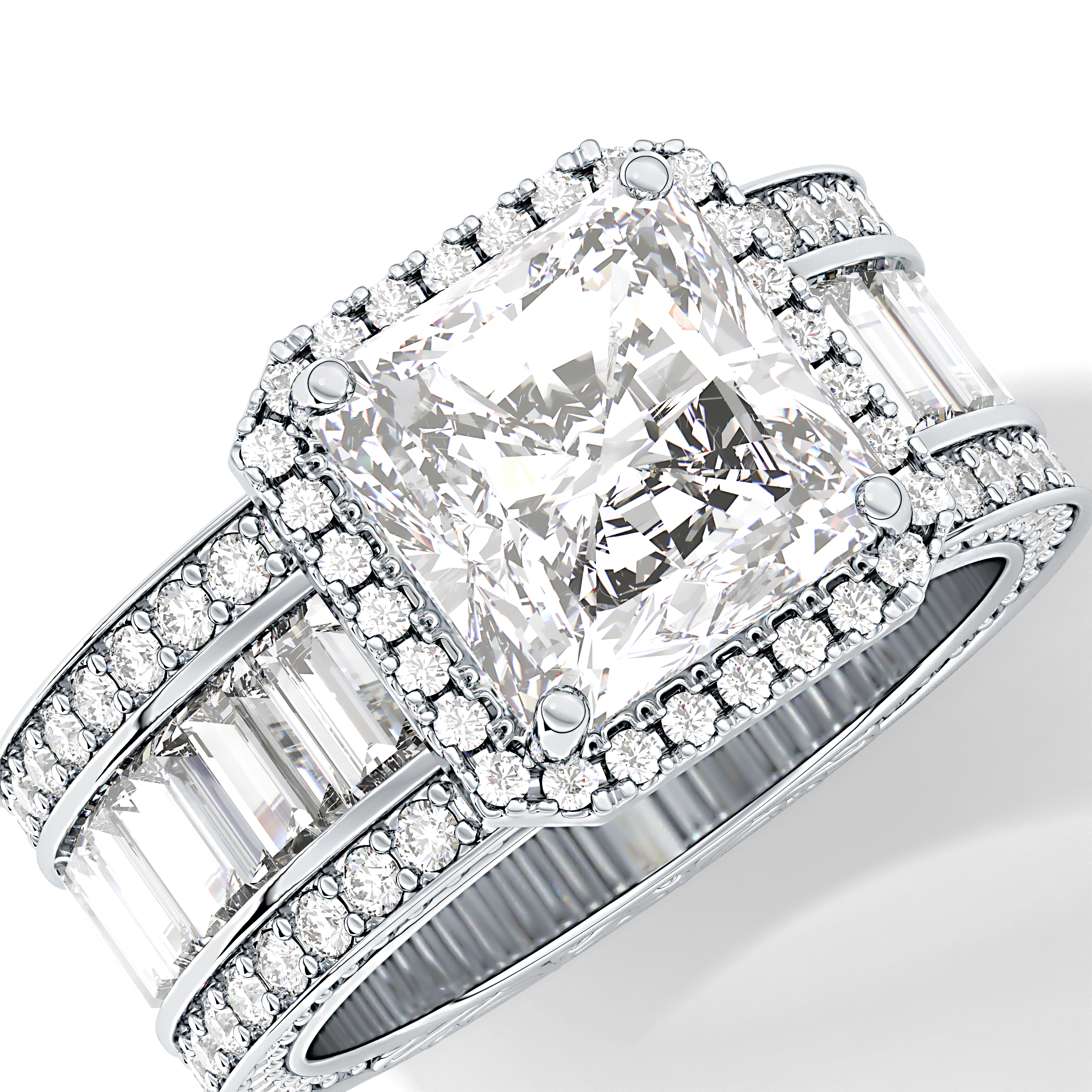 Radiant Halo & Pave Lab Grown Diamond Engagement Ring