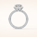 3.73 CT Radiant Shaped Halo & Pave Moissanite Engagement Ring
