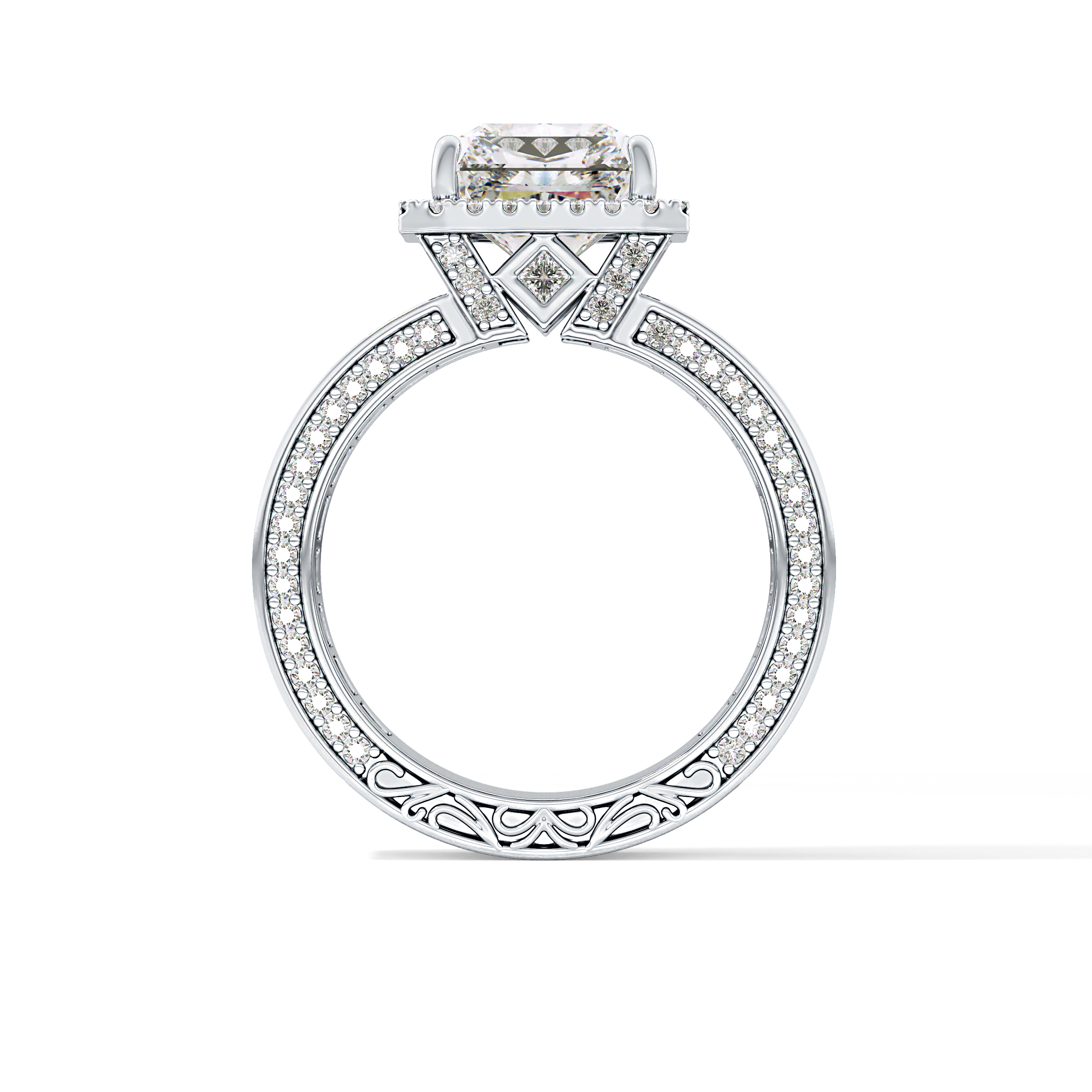 Radiant Halo & Pave Lab Grown Diamond Engagement Ring