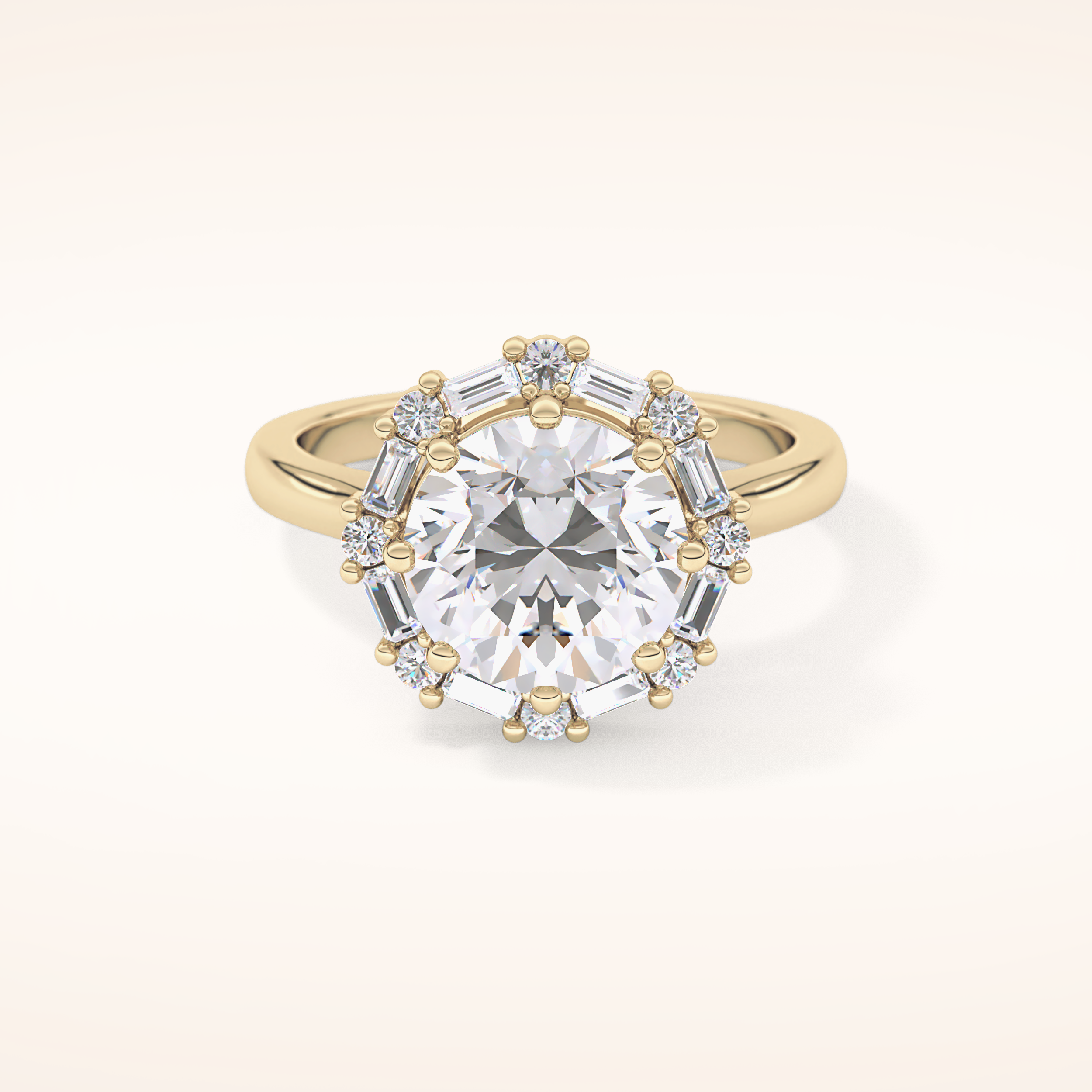 3.16 CT Round Shaped Halo Moissanite Engagement Ring