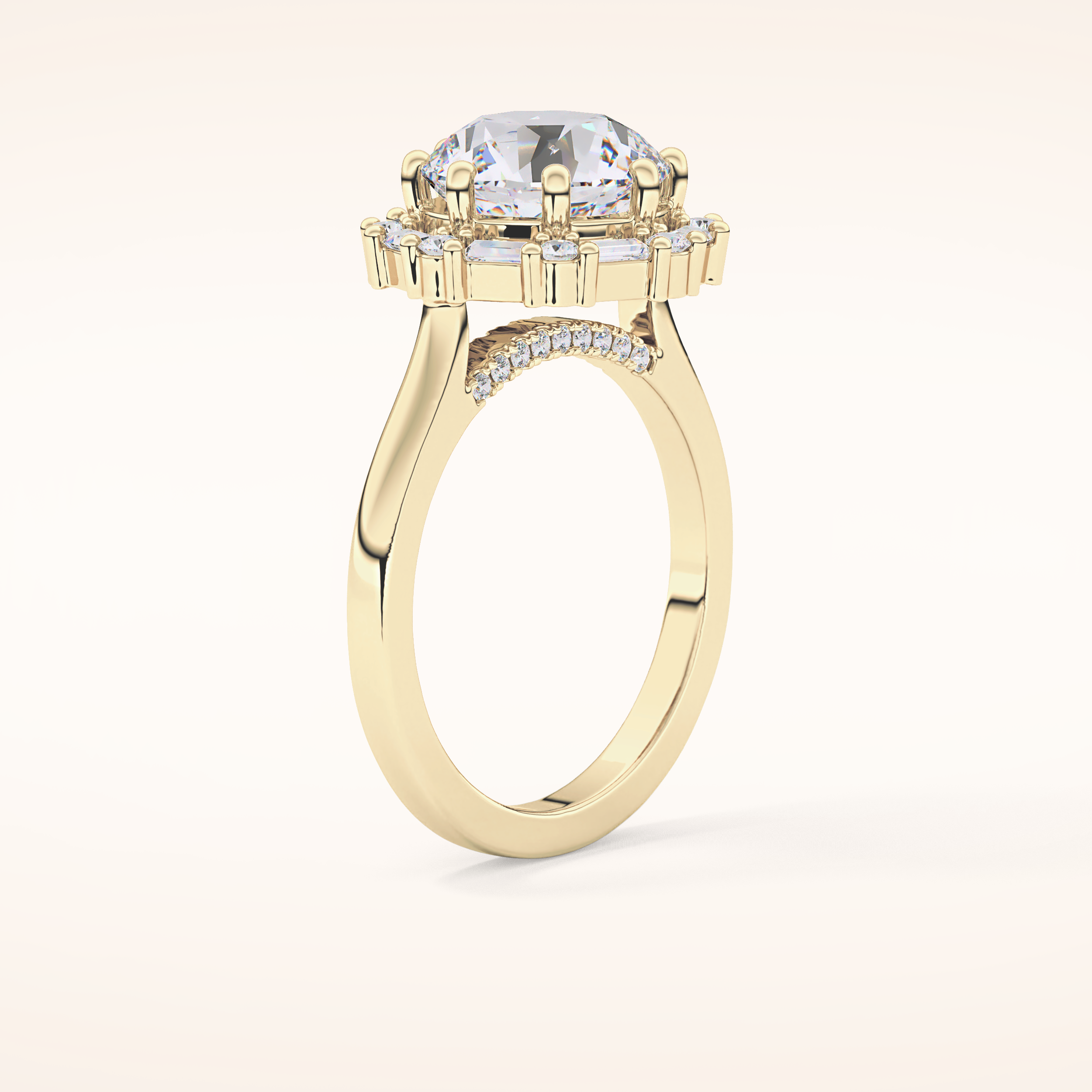 3.16 CT Round Shaped Halo Moissanite Engagement Ring