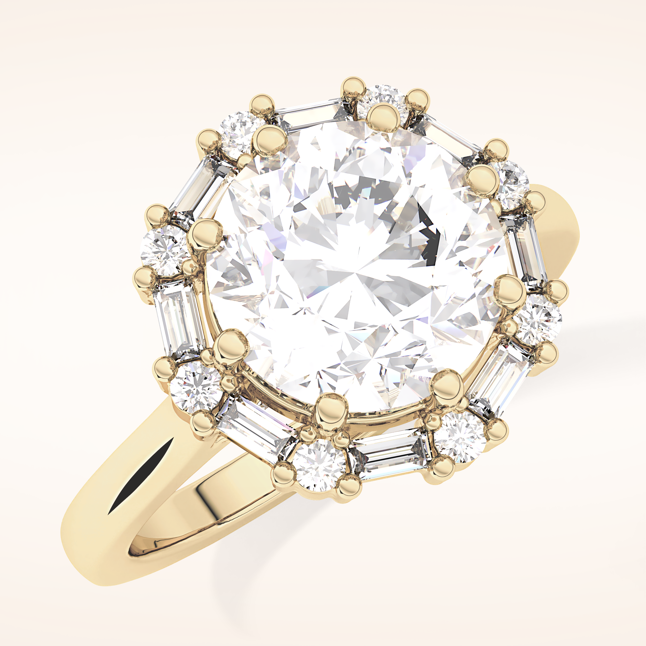3.16 CT Round Shaped Halo Moissanite Engagement Ring