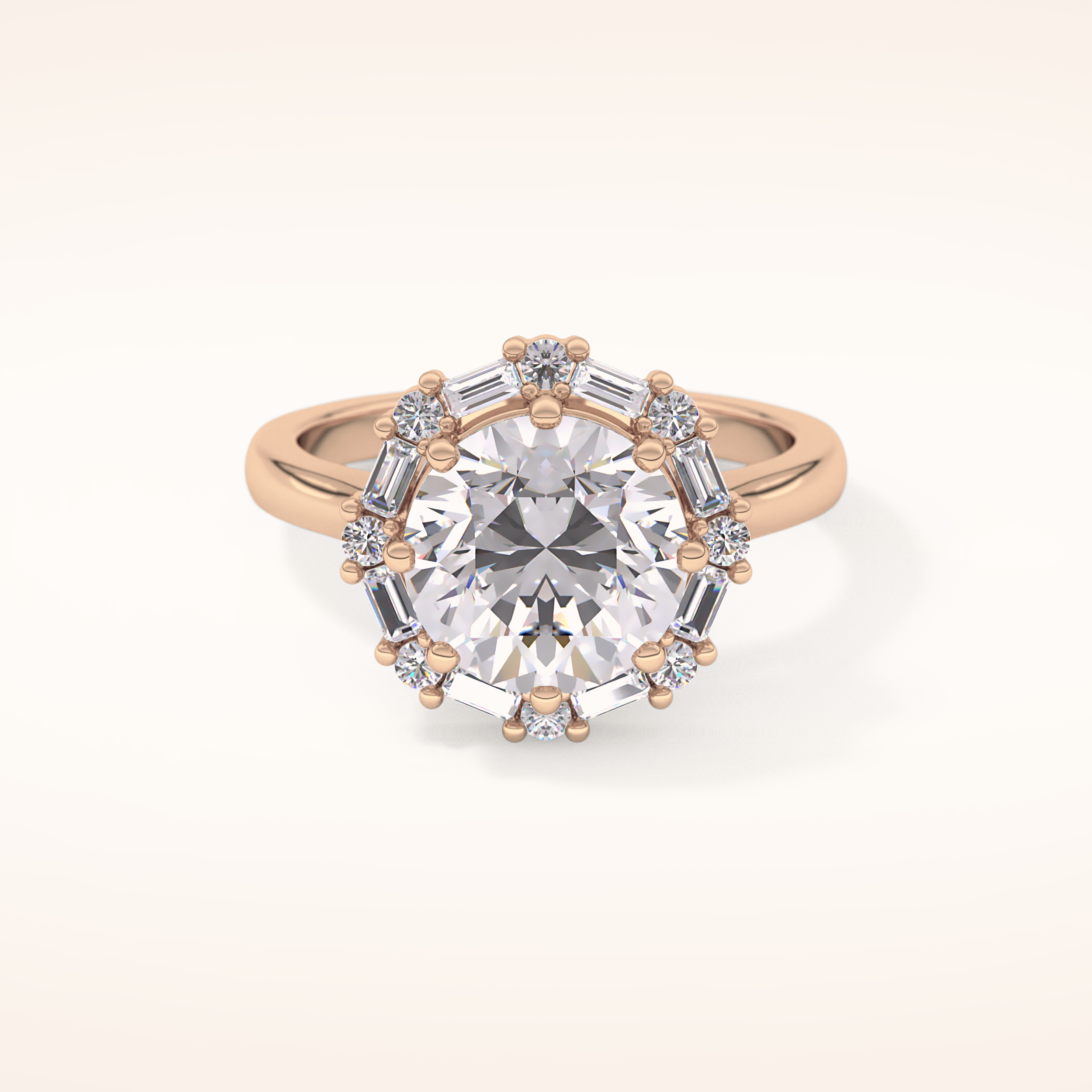 3.16 CT Round Shaped Halo Moissanite Engagement Ring