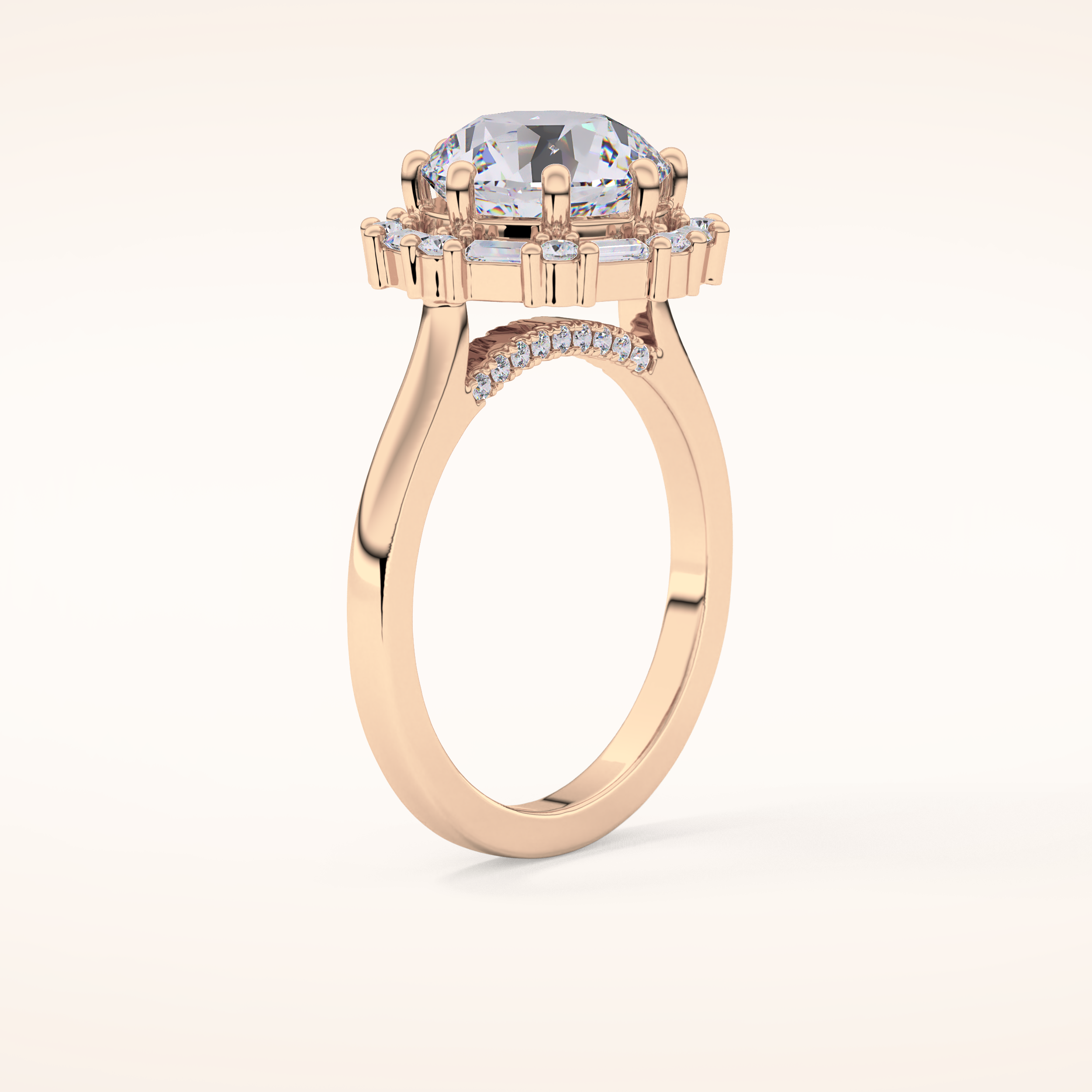 3.16 CT Round Shaped Halo Moissanite Engagement Ring
