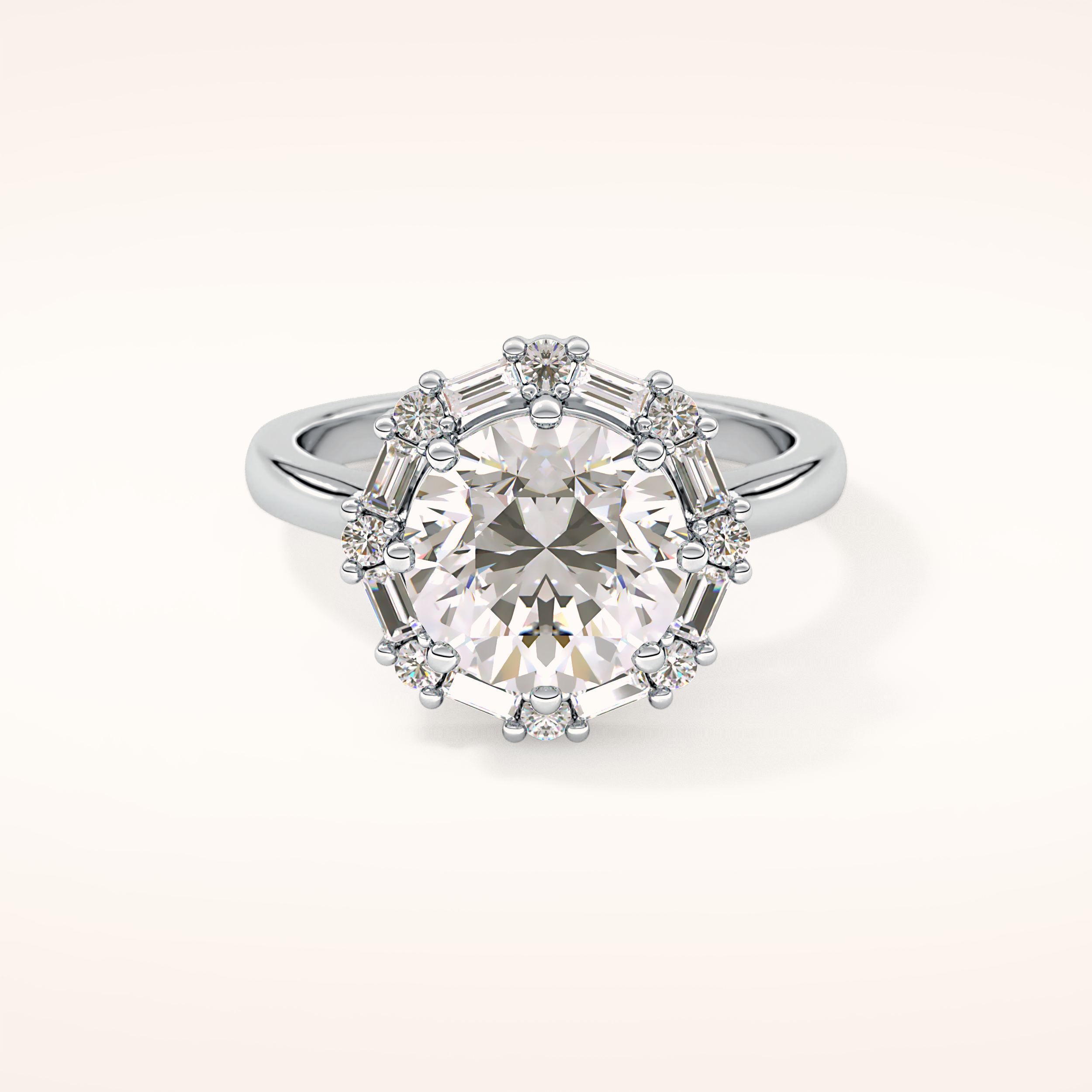 3.16 CT Round Shaped Halo Moissanite Engagement Ring