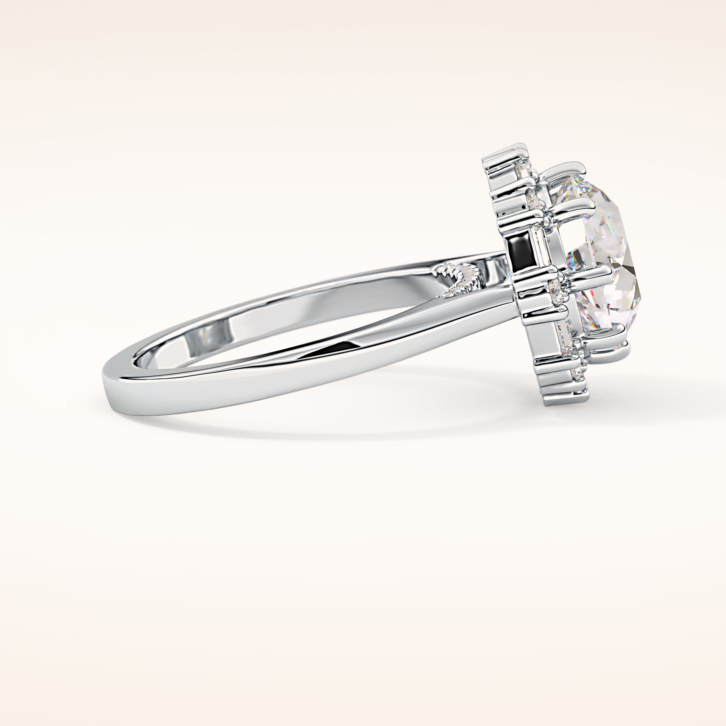 3.16 CT Round Shaped Halo Moissanite Engagement Ring