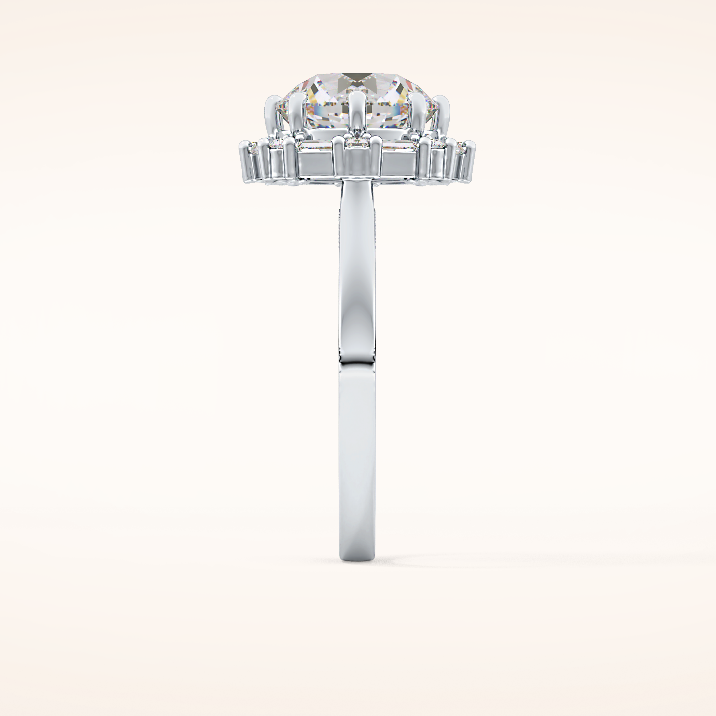 3.16 CT Round Shaped Halo Moissanite Engagement Ring