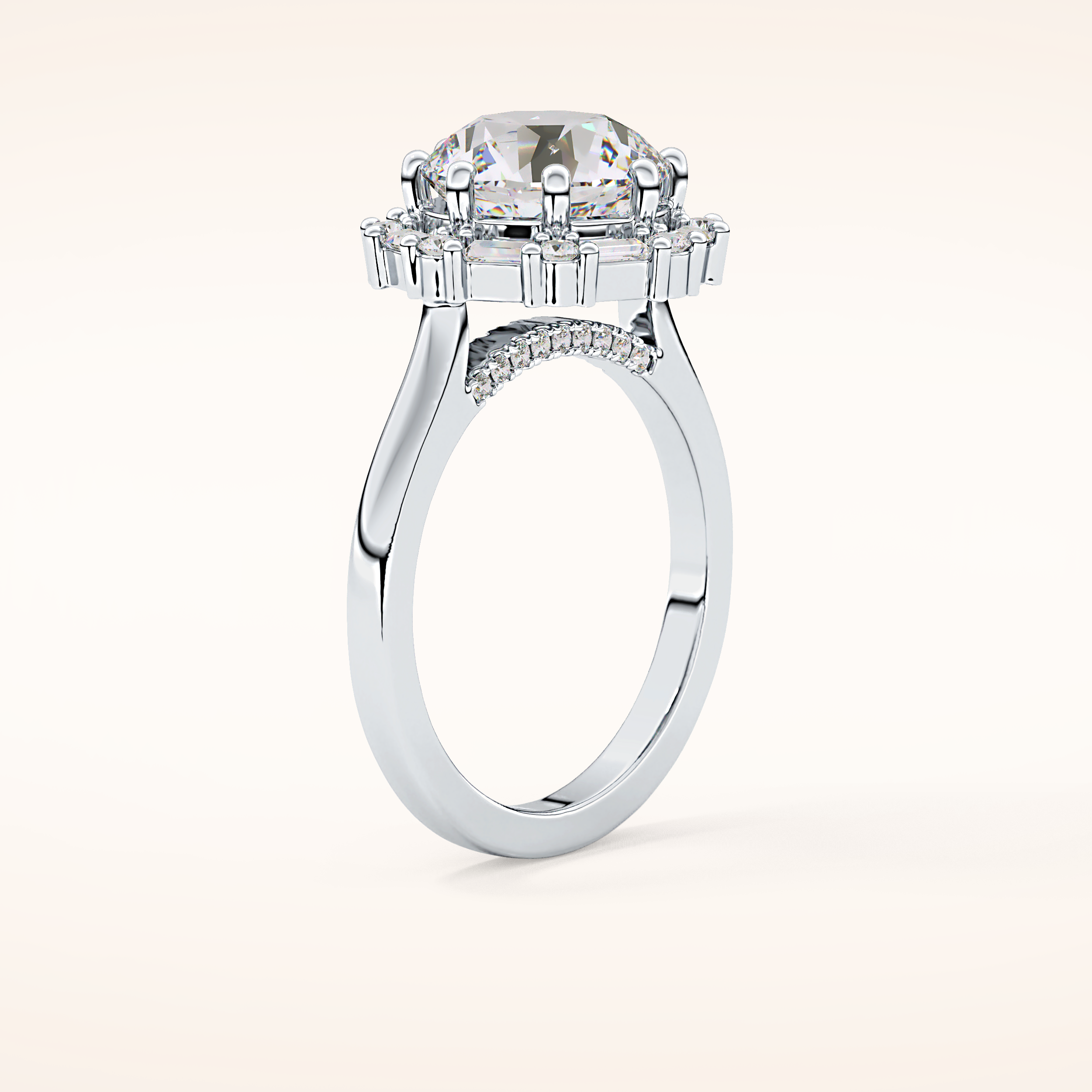 3.16 CT Round Shaped Halo Moissanite Engagement Ring