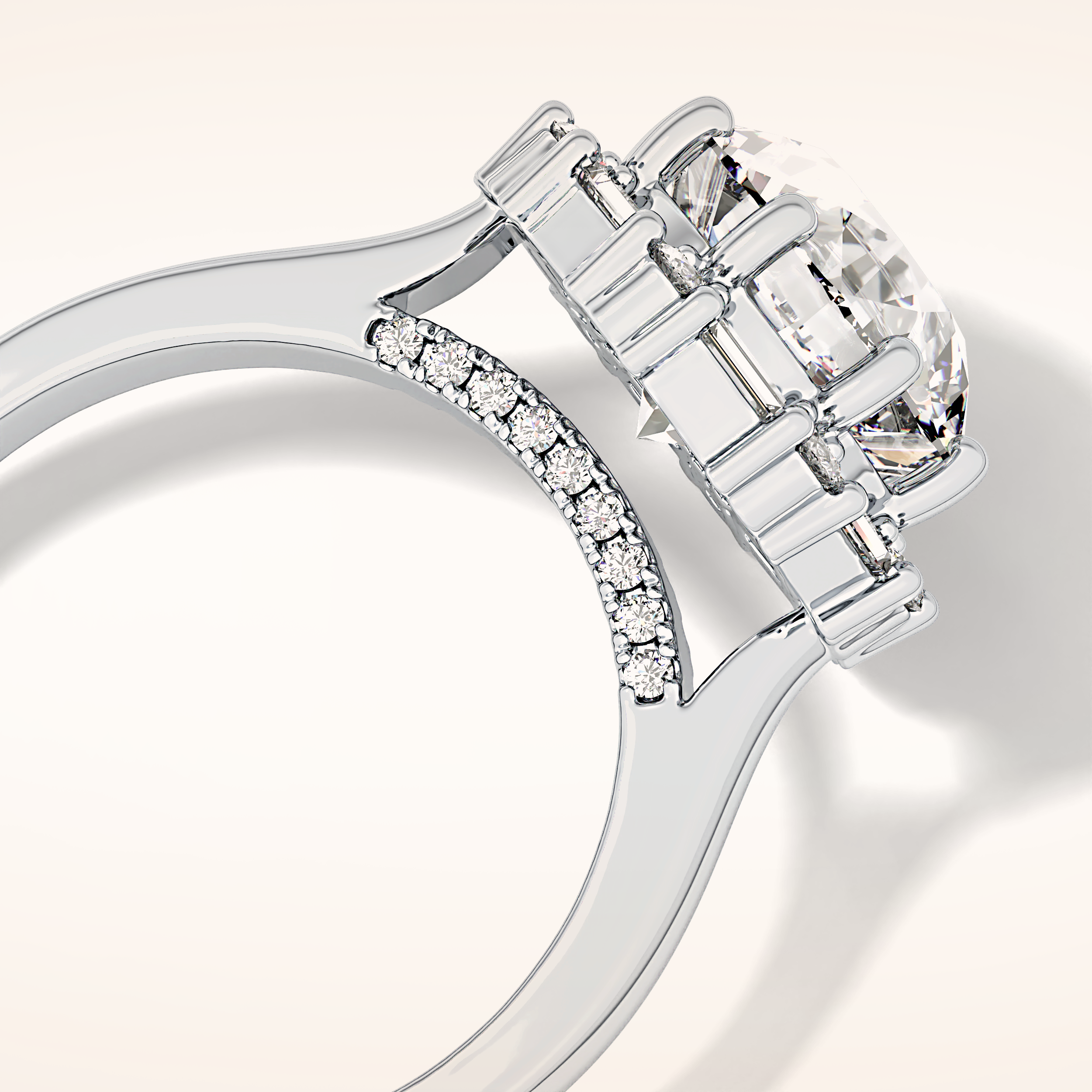 3.16 CT Round Shaped Halo Moissanite Engagement Ring