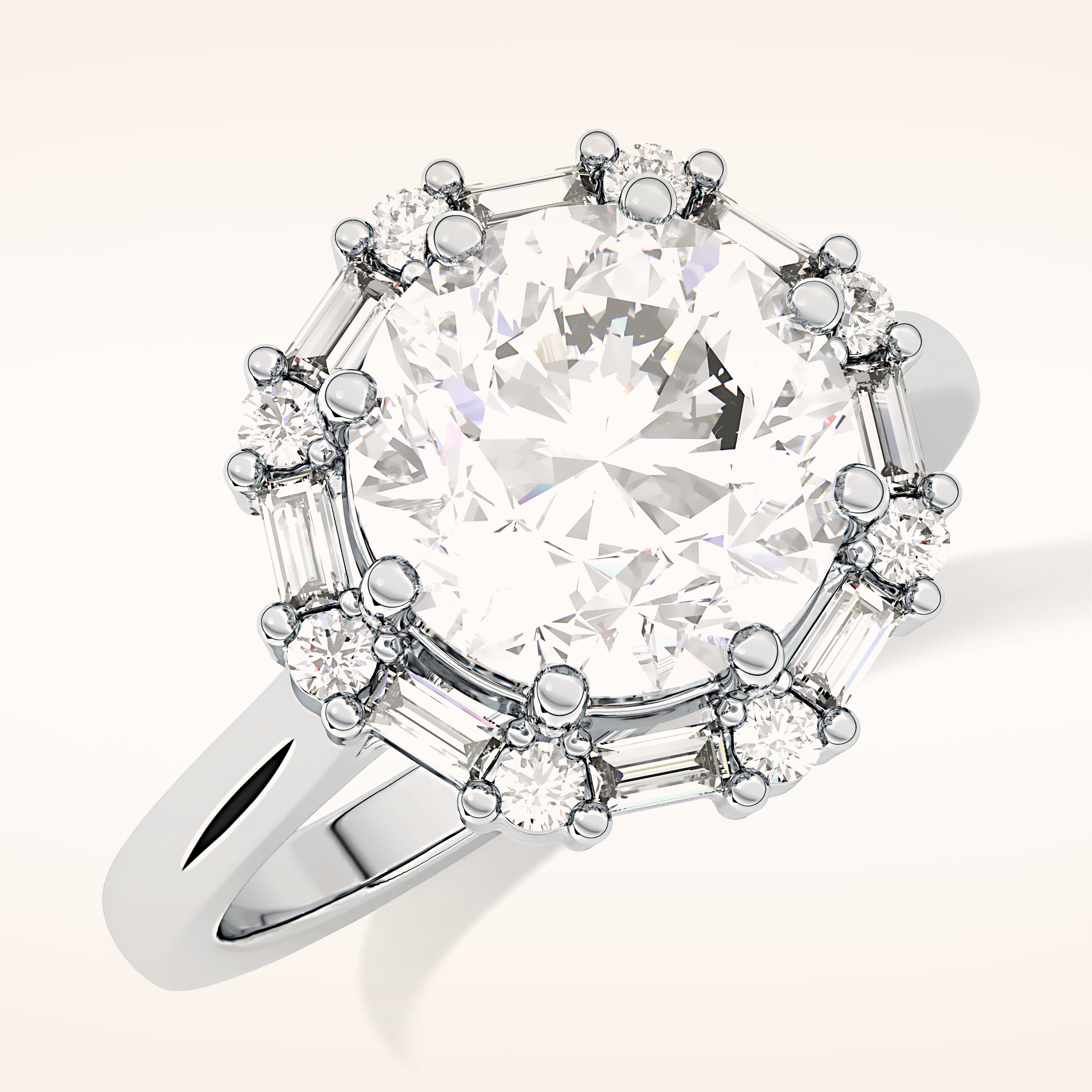 3.16 CT Round Shaped Halo Moissanite Engagement Ring
