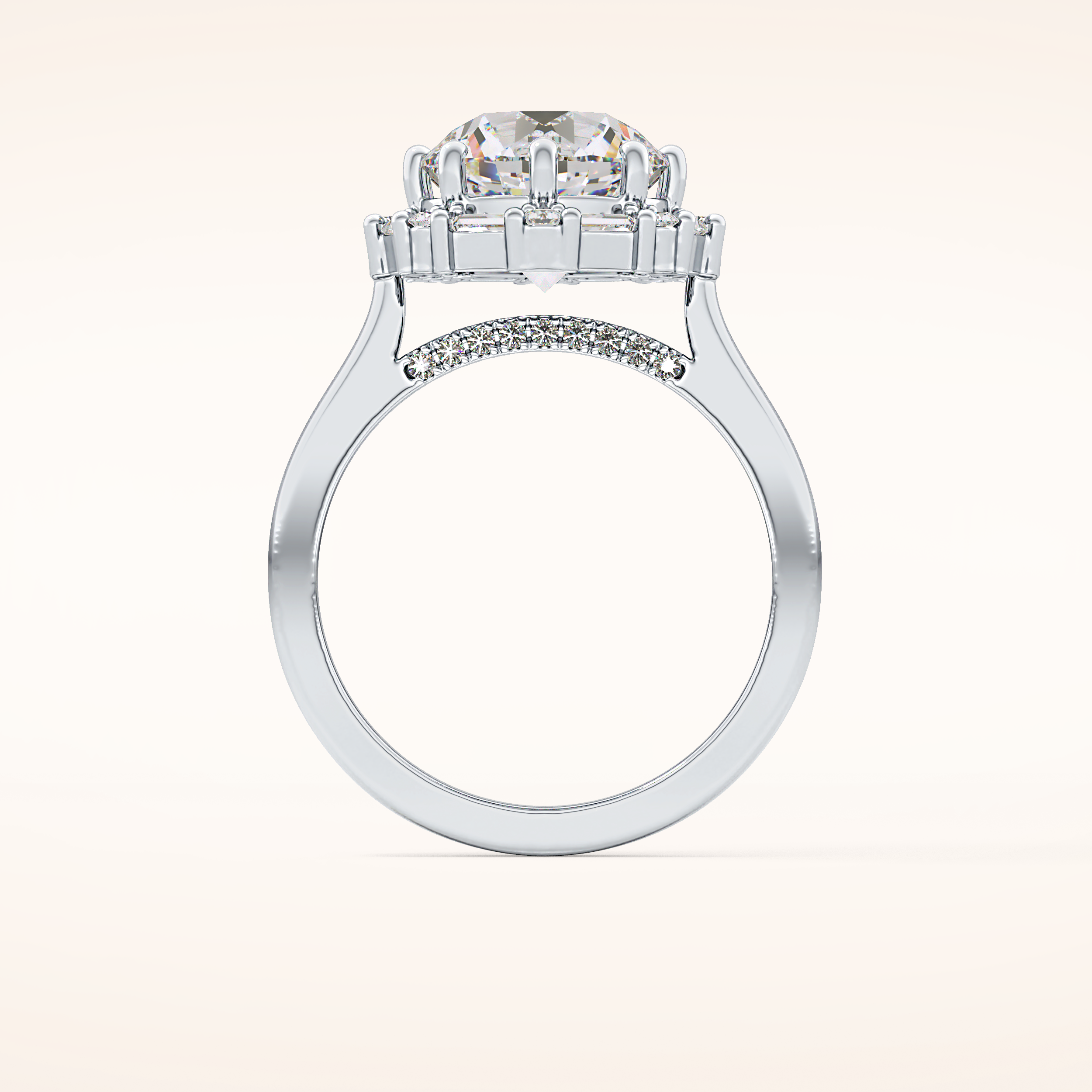3.16 CT Round Shaped Halo Moissanite Engagement Ring