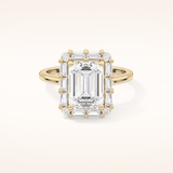 2.92 CT Emerald Shaped Halo Moissanite Engagement Ring