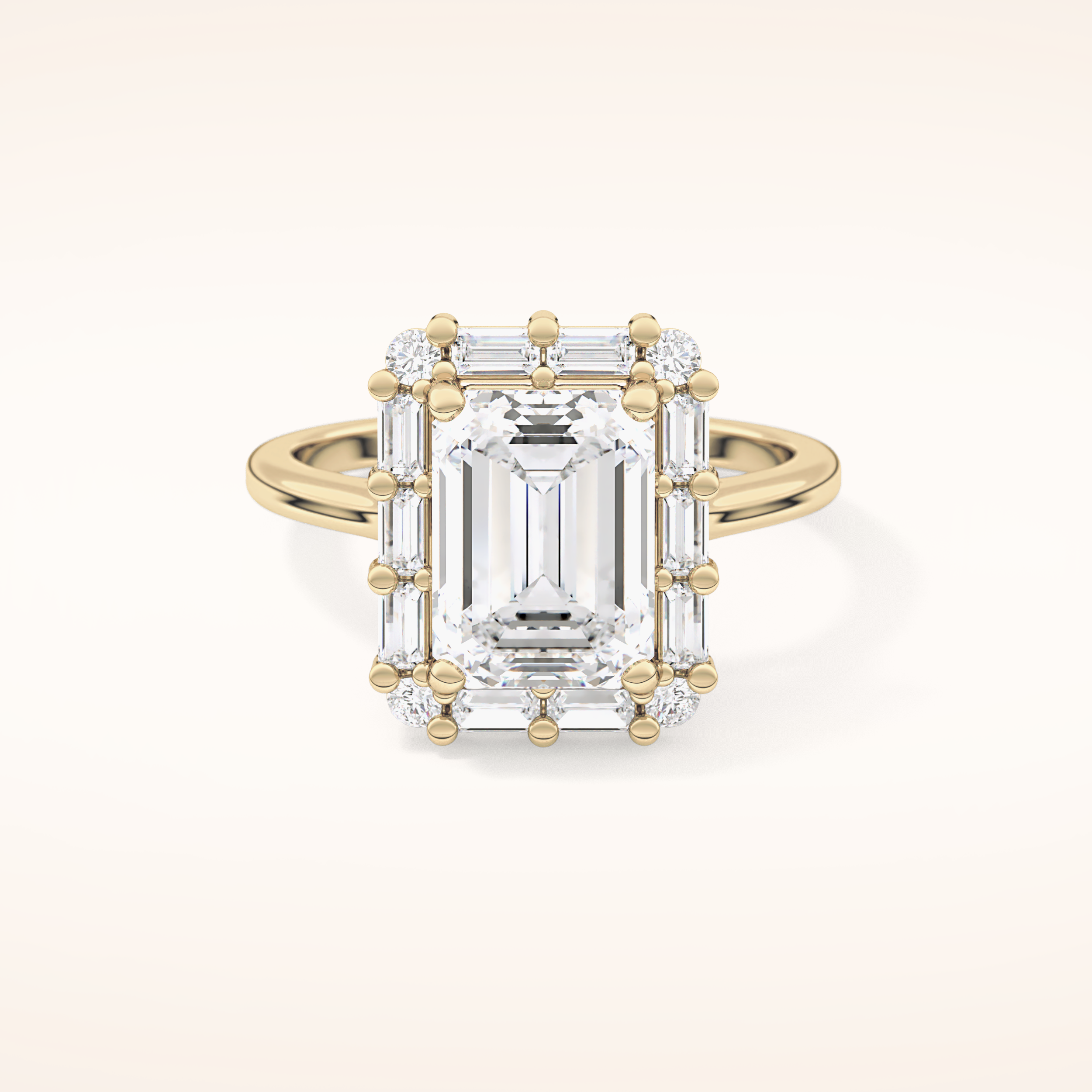 2.92 CT Emerald Shaped Halo Moissanite Engagement Ring