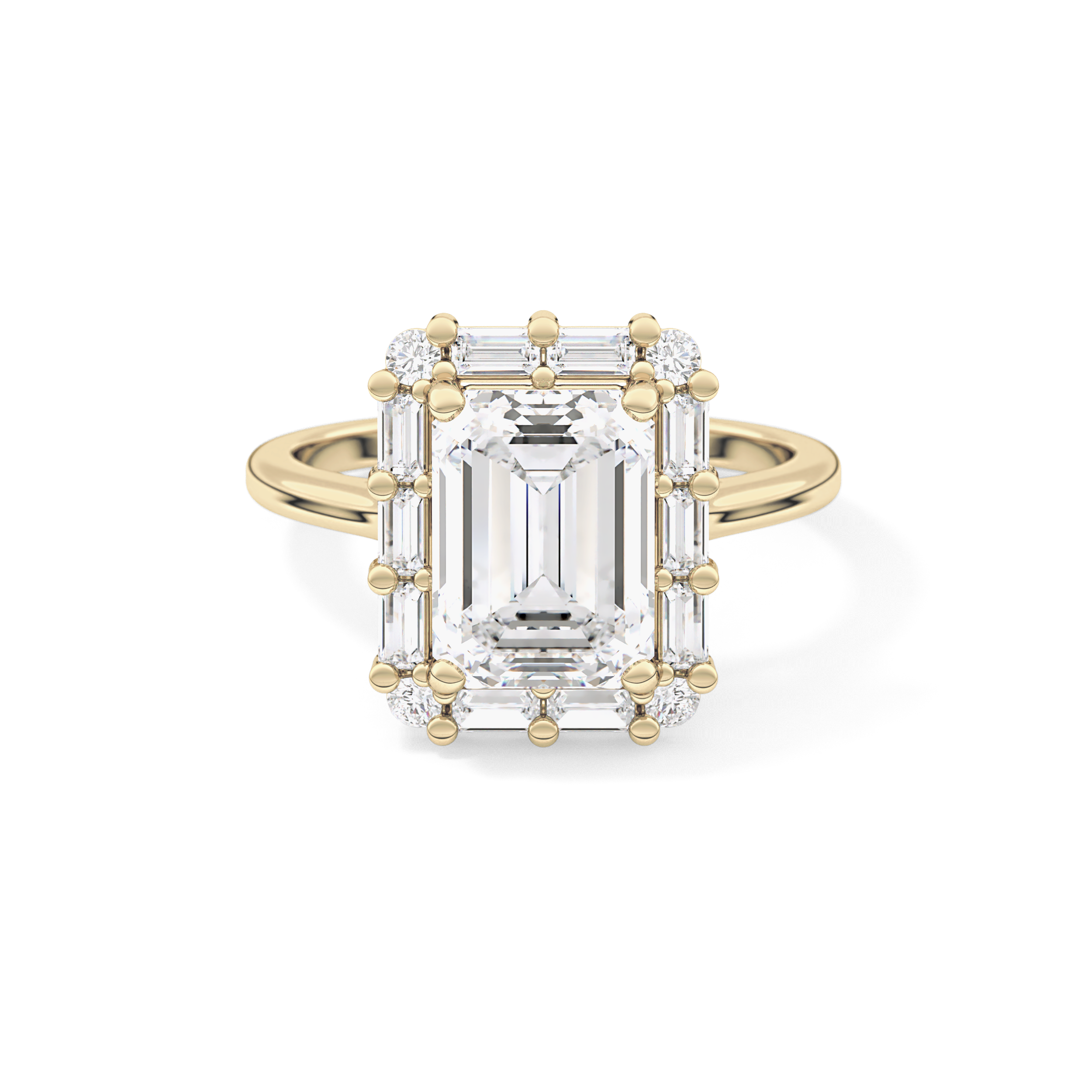 Emerald Cluster Lab Grown Diamond Engagement Ring