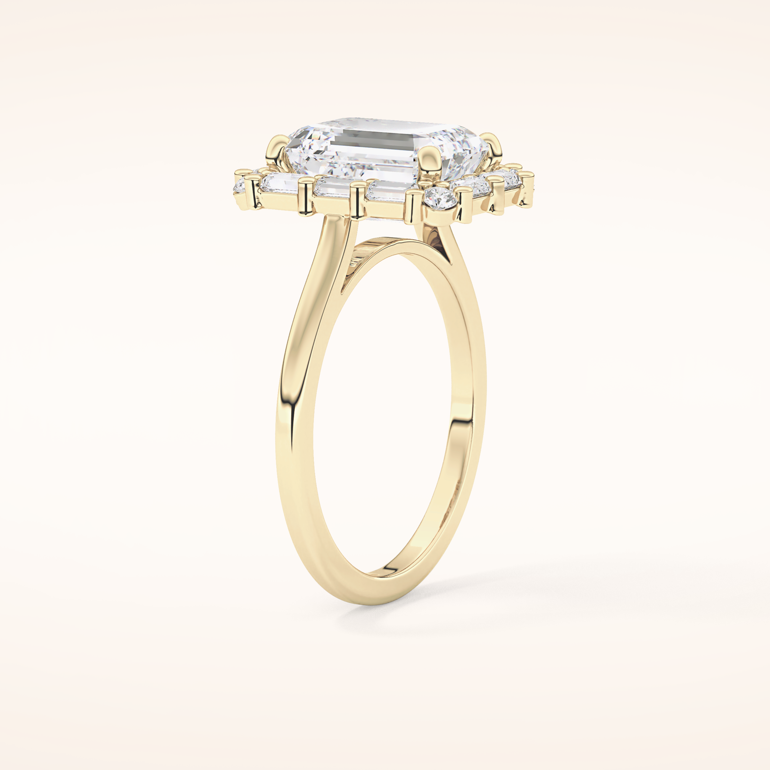 2.92 CT Emerald Shaped Halo Moissanite Engagement Ring