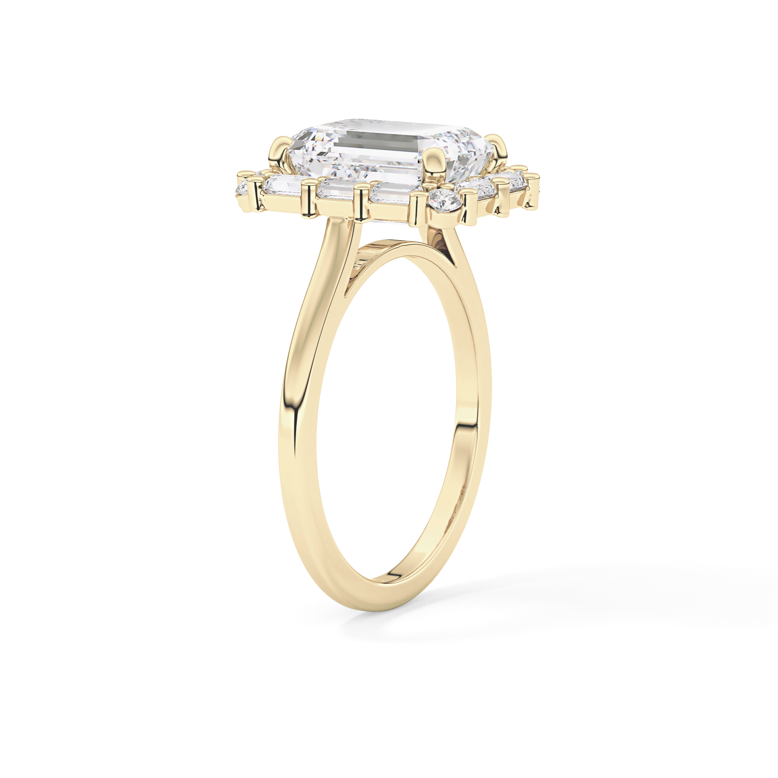 Emerald Cluster Lab Grown Diamond Engagement Ring