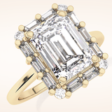 2.92 CT Emerald Shaped Halo Moissanite Engagement Ring