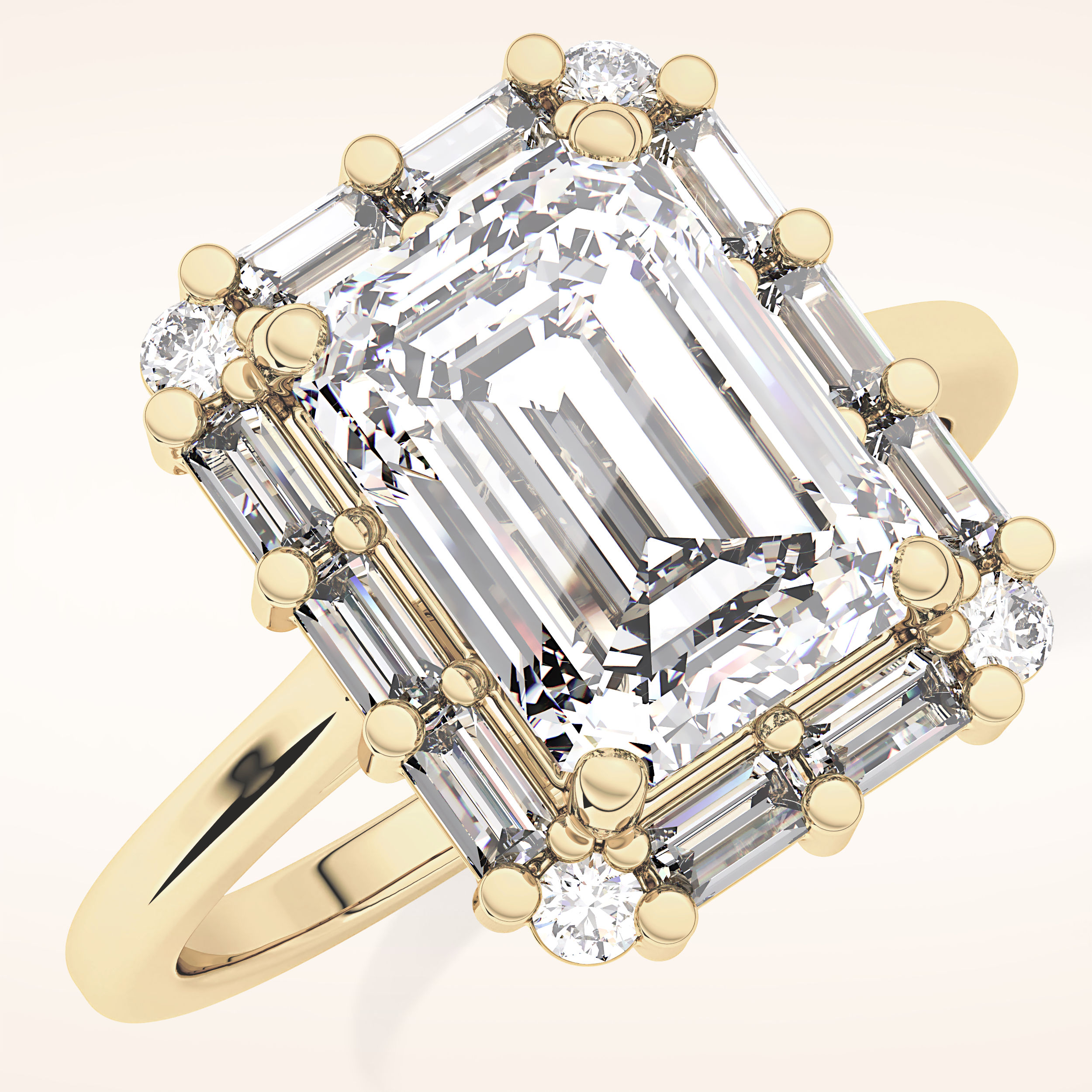 2.92 CT Emerald Shaped Halo Moissanite Engagement Ring