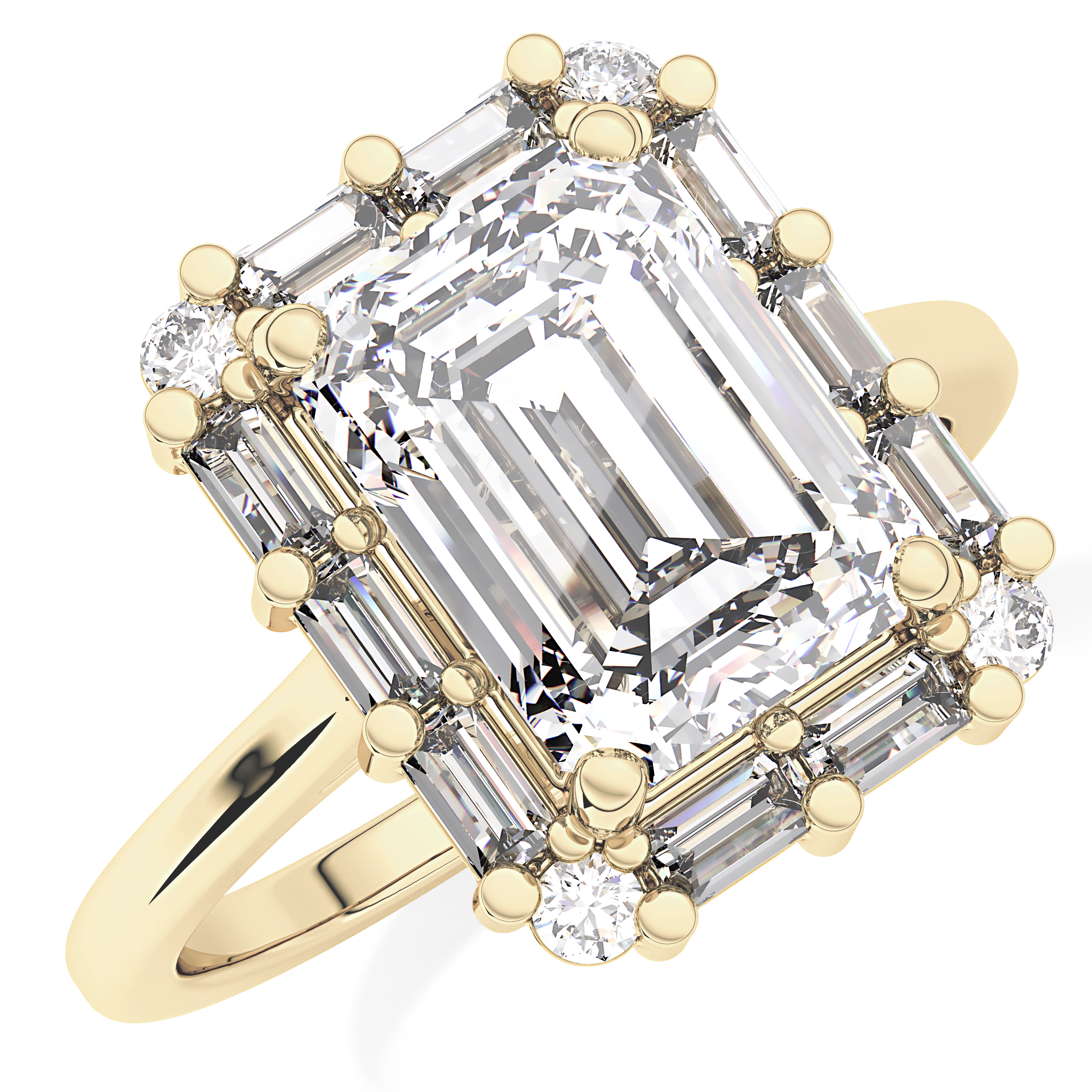 Emerald Cluster Lab Grown Diamond Engagement Ring