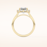 2.92 CT Emerald Shaped Halo Moissanite Engagement Ring
