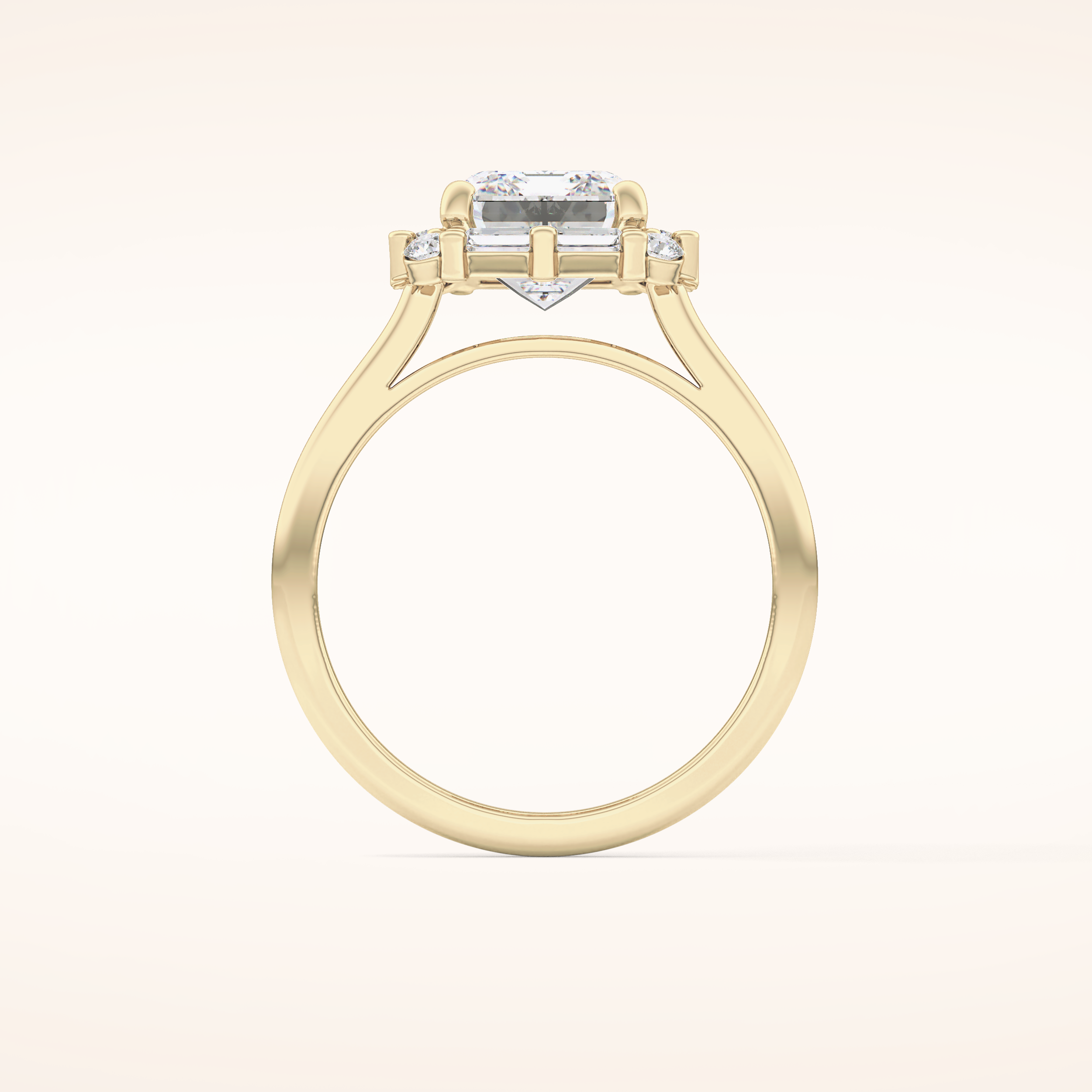 2.92 CT Emerald Shaped Halo Moissanite Engagement Ring