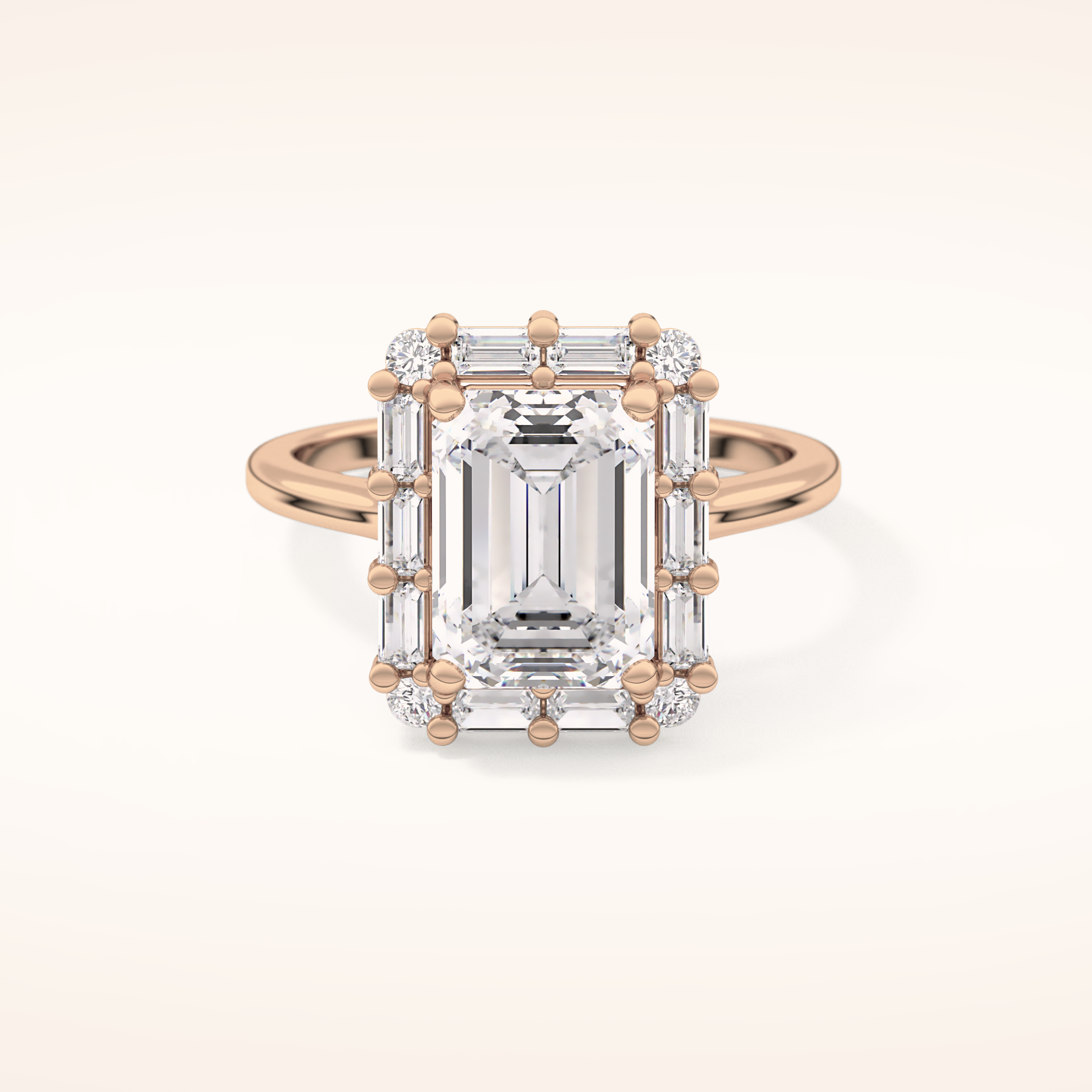 2.92 CT Emerald Shaped Halo Moissanite Engagement Ring