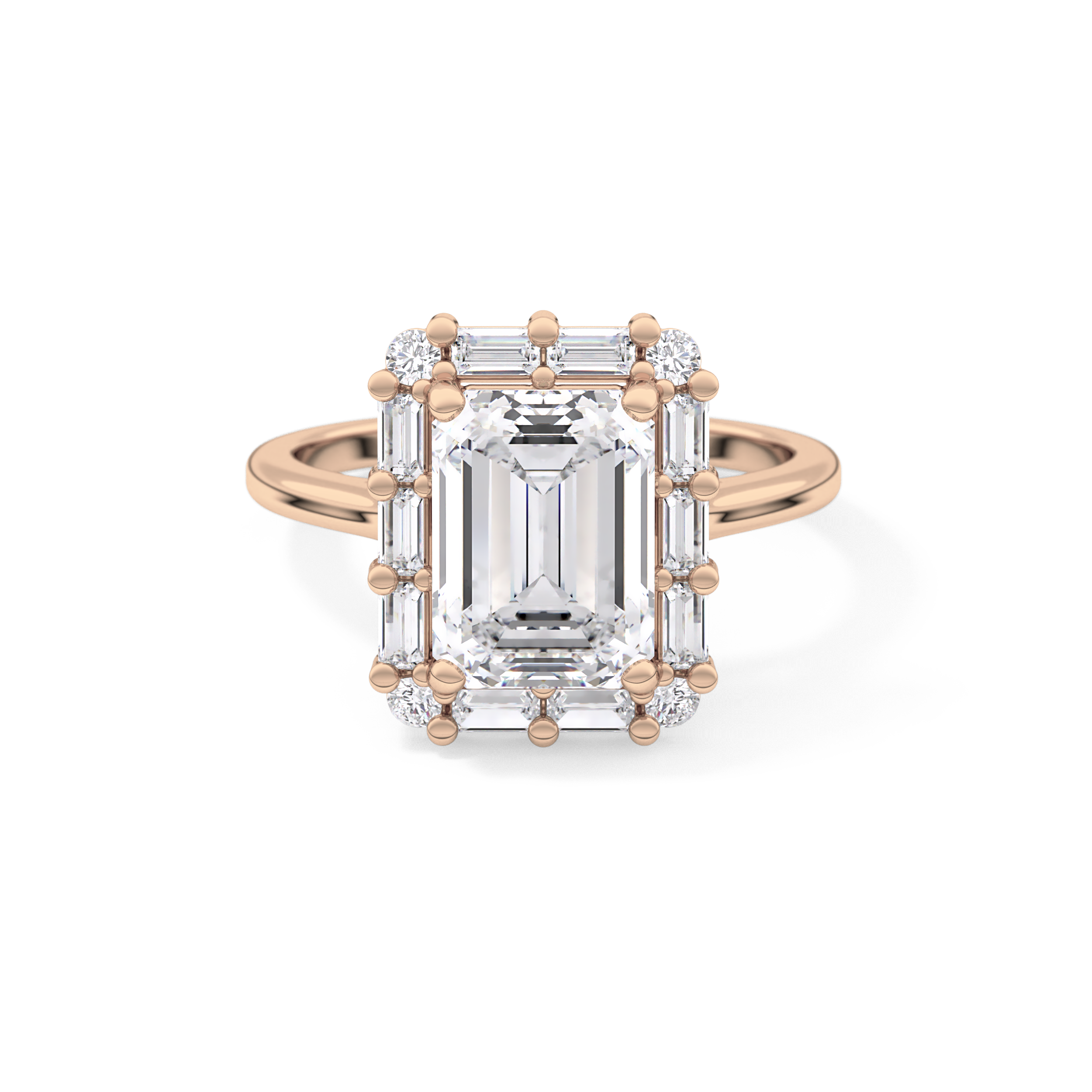 Emerald Cluster Lab Grown Diamond Engagement Ring