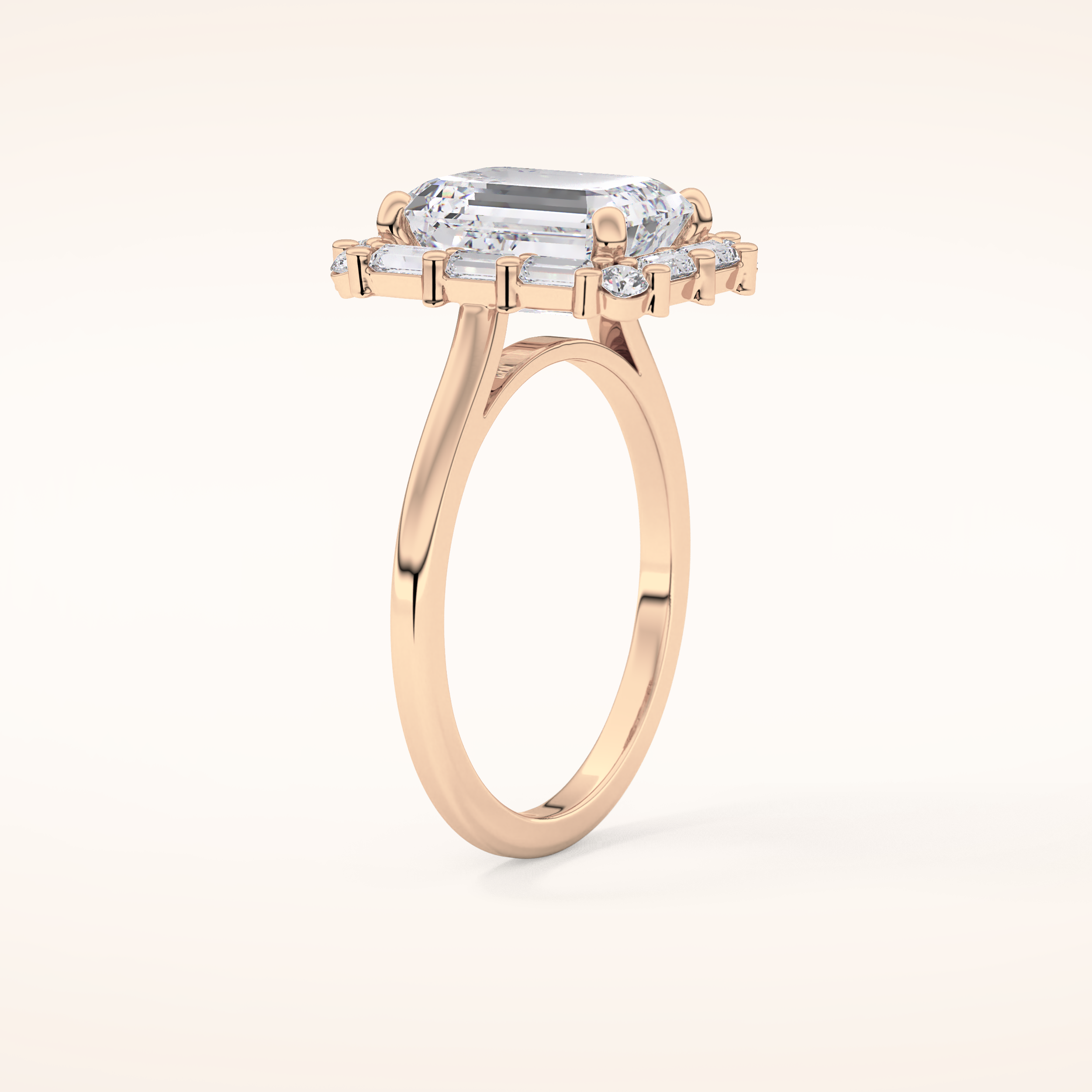 2.92 CT Emerald Shaped Halo Moissanite Engagement Ring